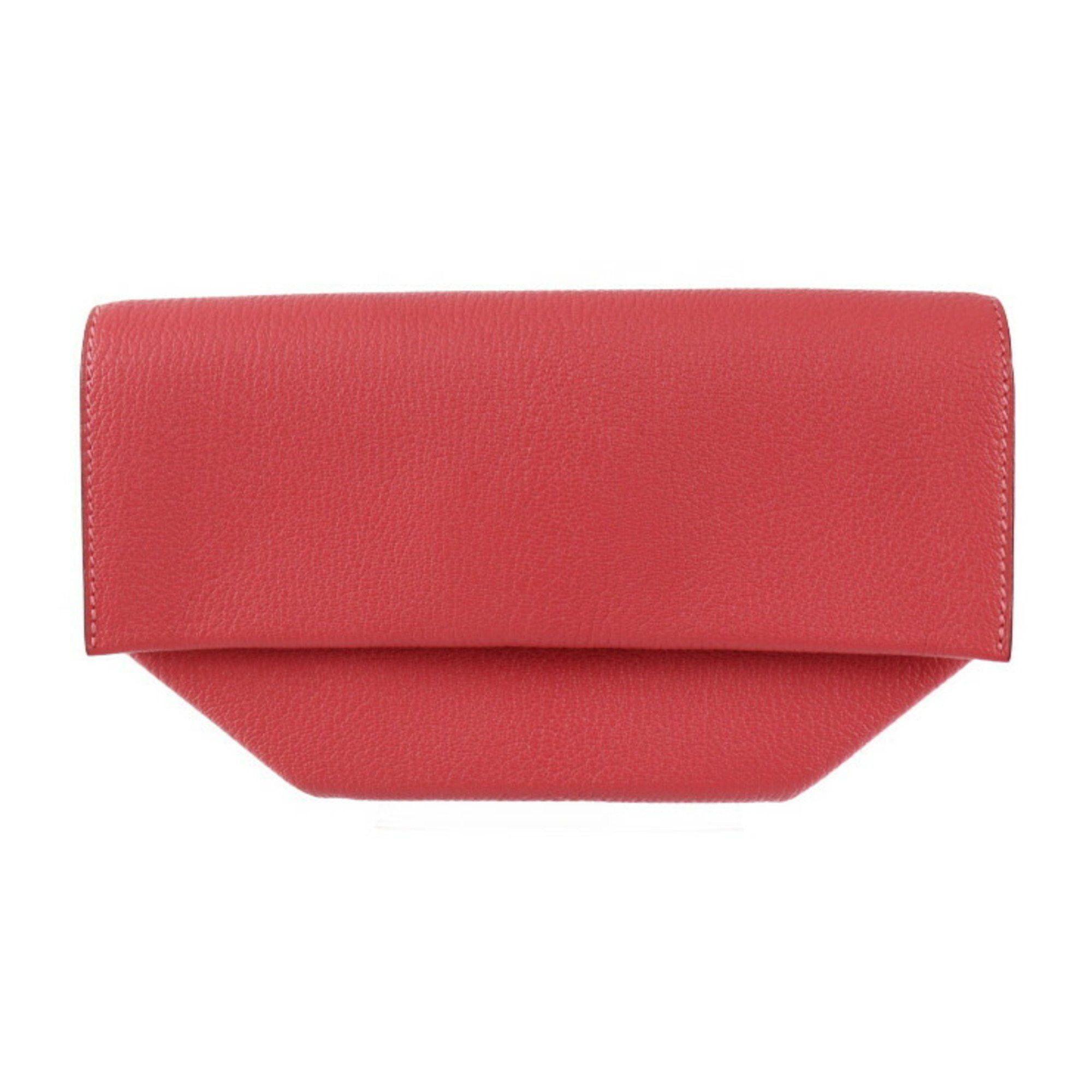 image of Hermes Opry Clutch Bag Chevre Rose Lipstick Silver Hardware Second Pouch A Stamp, Women's