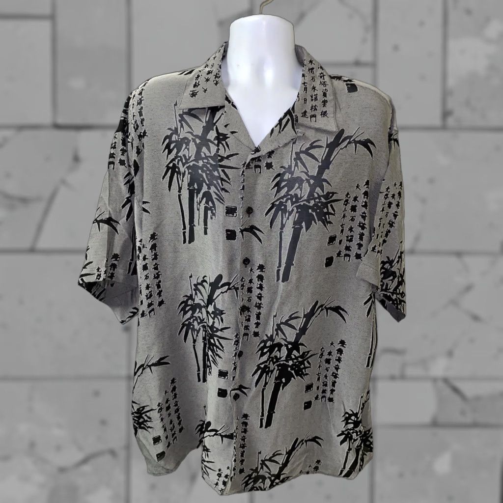 Vintage Trust Corture Collection Shirt Mens XL Gray Textured Tree Print Button-Up Size US XL / EU 56 / 4 - 1 Thumbnail