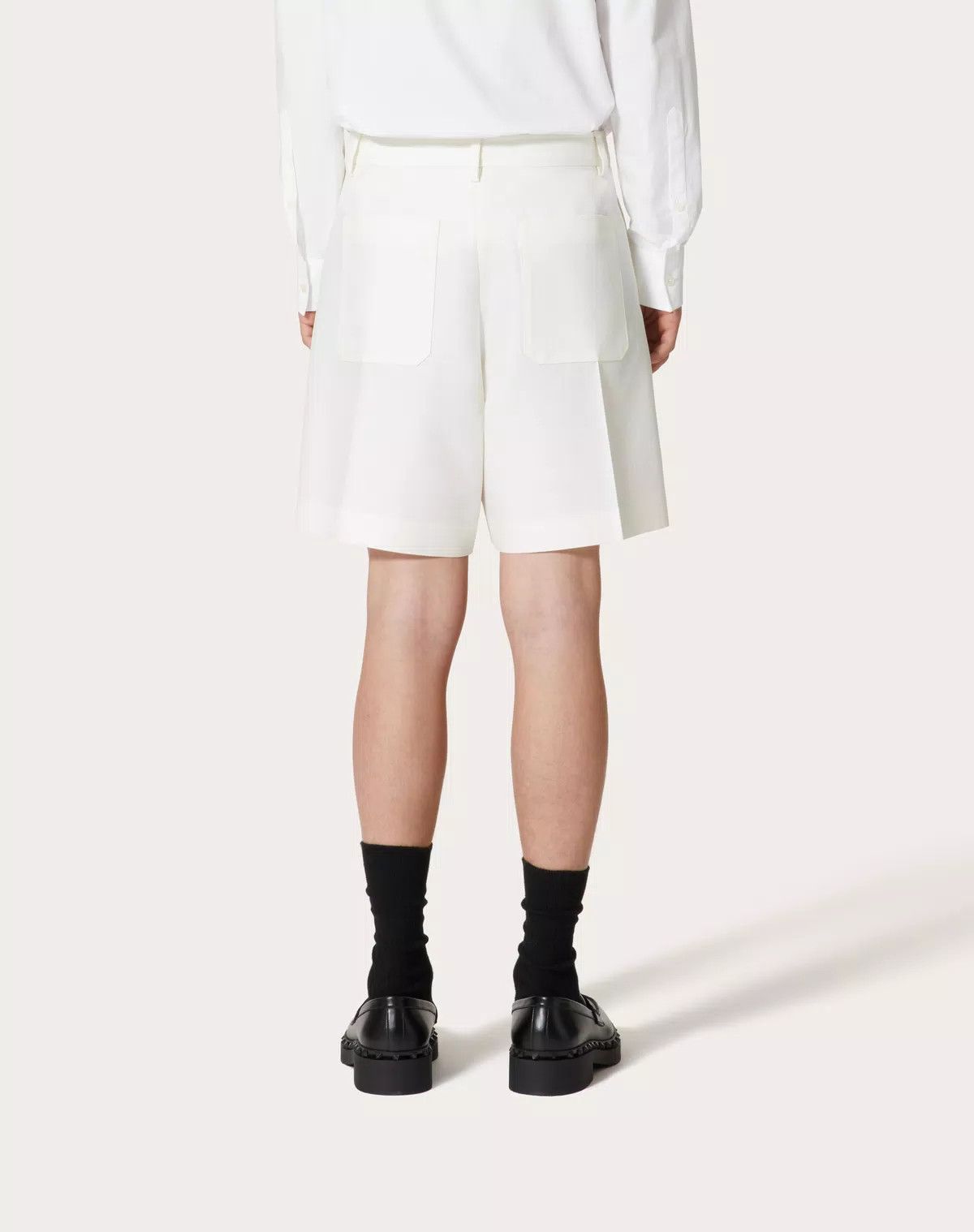 Valentino oc11z0725 Wool And Silk Bermuda Shorts in White Size US 36 / EU 52 - 5 Thumbnail