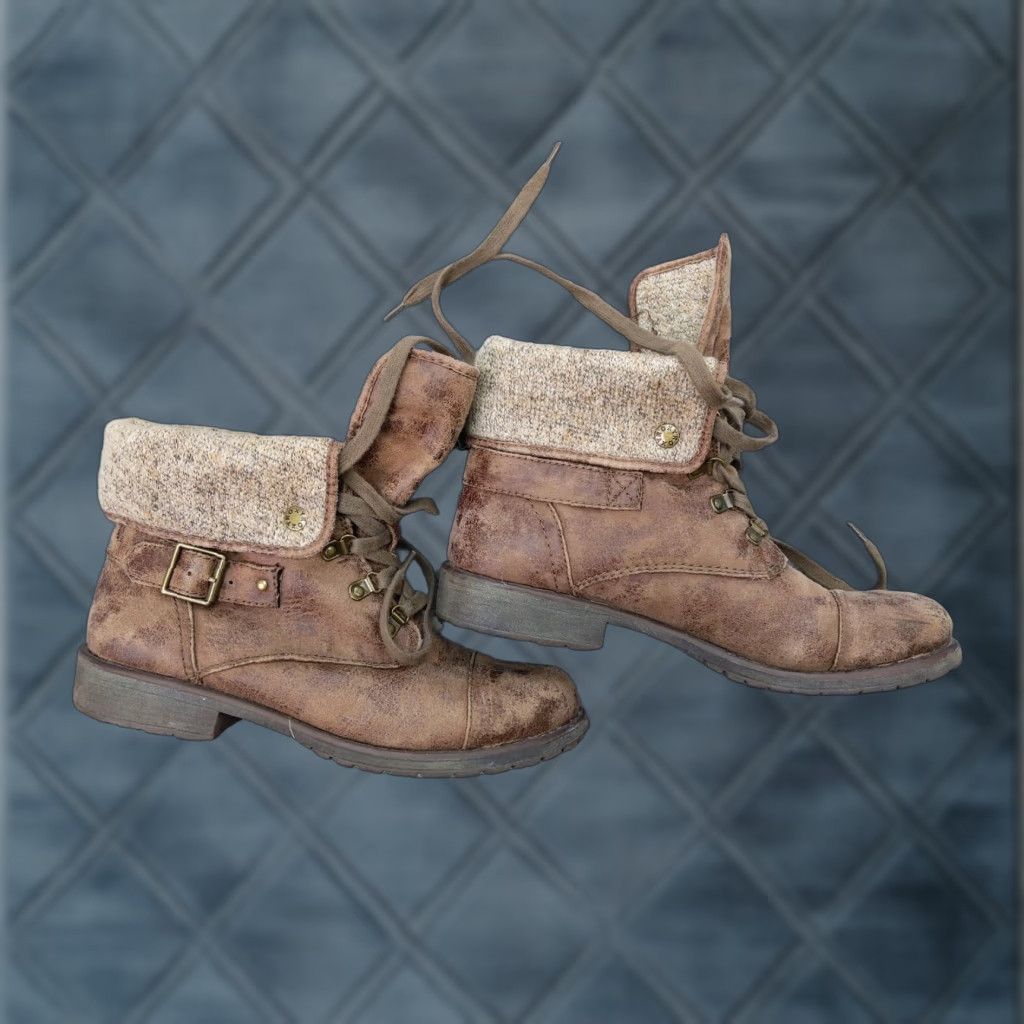Vintage Roxy Ember J Boots Womens 9.5 Brown Synthetic Mid-Calf Lace Up Faux Fur Winter Casual Combat Shoes Womens US 9.5 EU 40.5 UK 7.5 Brown Size US 10 / IT 40 - 1 Thumbnail