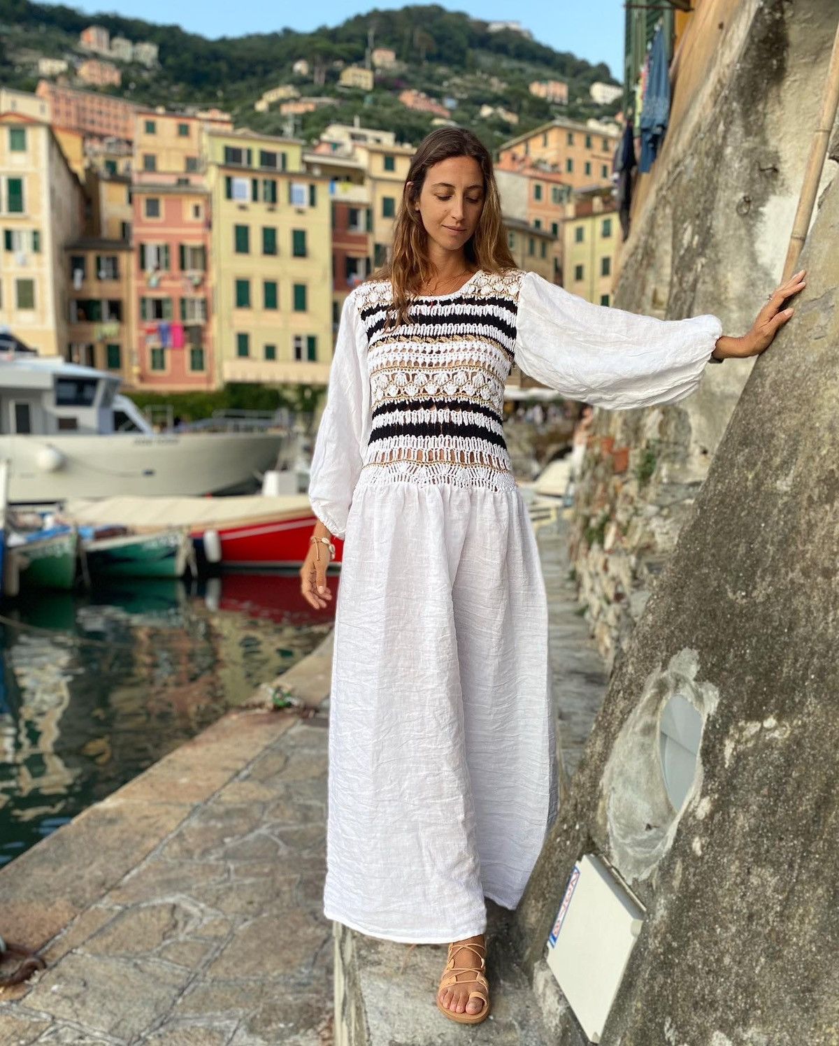 chinese dress ladies White Linen Boho Dress main image 1