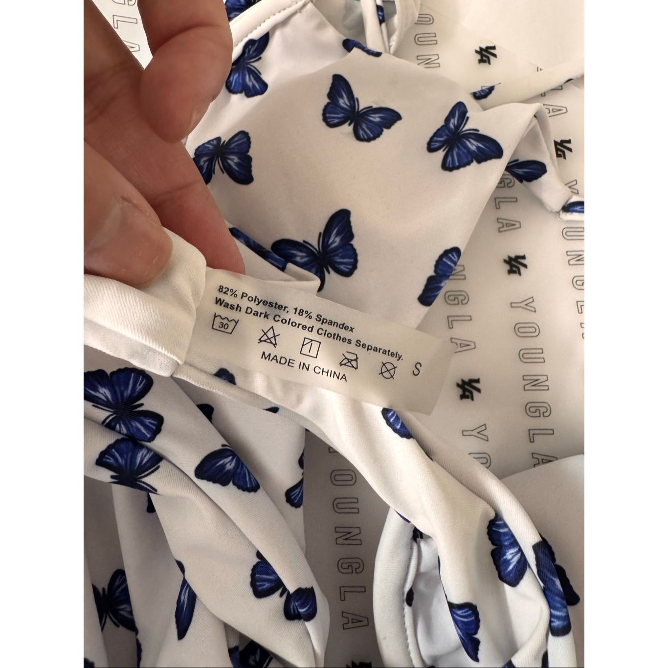 Other Butterfly Print Bikini Set Women’s Swimwear – Size S – White & Blue Two Piece Size ONE SIZE - 5 Thumbnail
