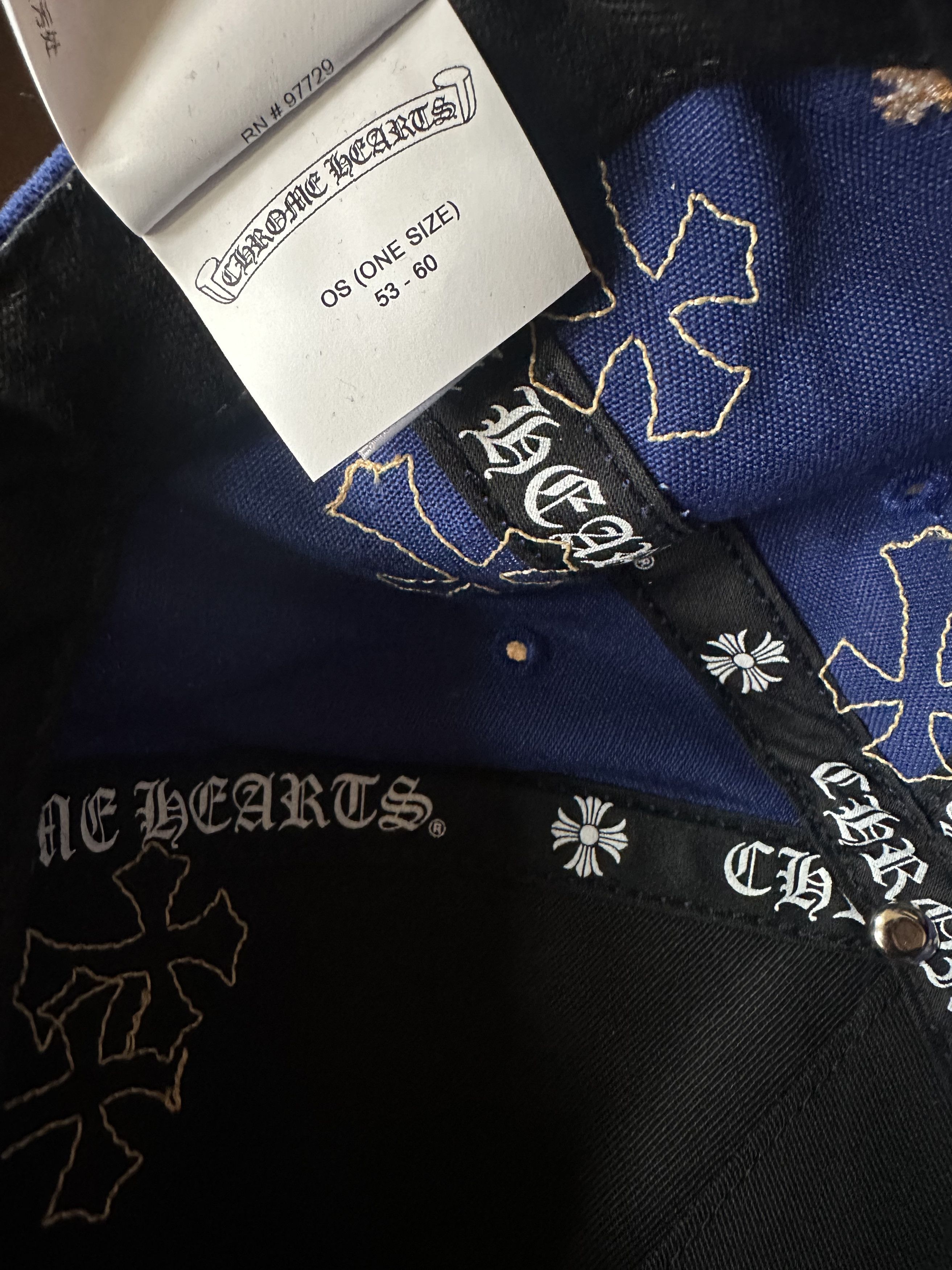 Chrome Hearts CH Patchwork Cross Blue & Yellow Trucker Hat Size ONE SIZE - 7 Thumbnail