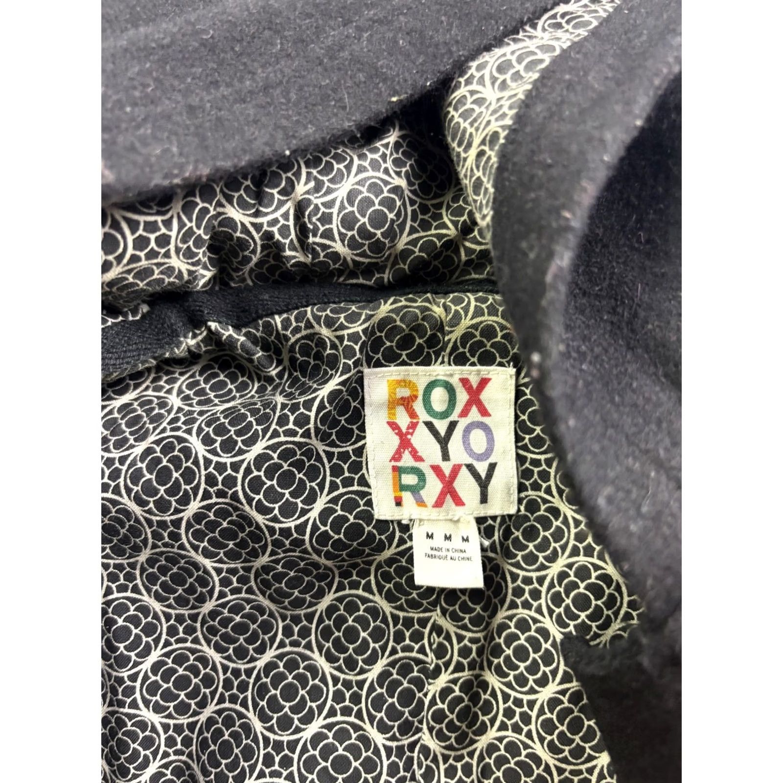 Vintage Roxy Coat Womens M Black Hooded Lined Wool-Blend Mid-Length Pockets Button Parka Jacket/Coat Casual Travel Mens Womens Girls Boys Size M / US 6-8 / IT 42-44 - 2 Thumbnail