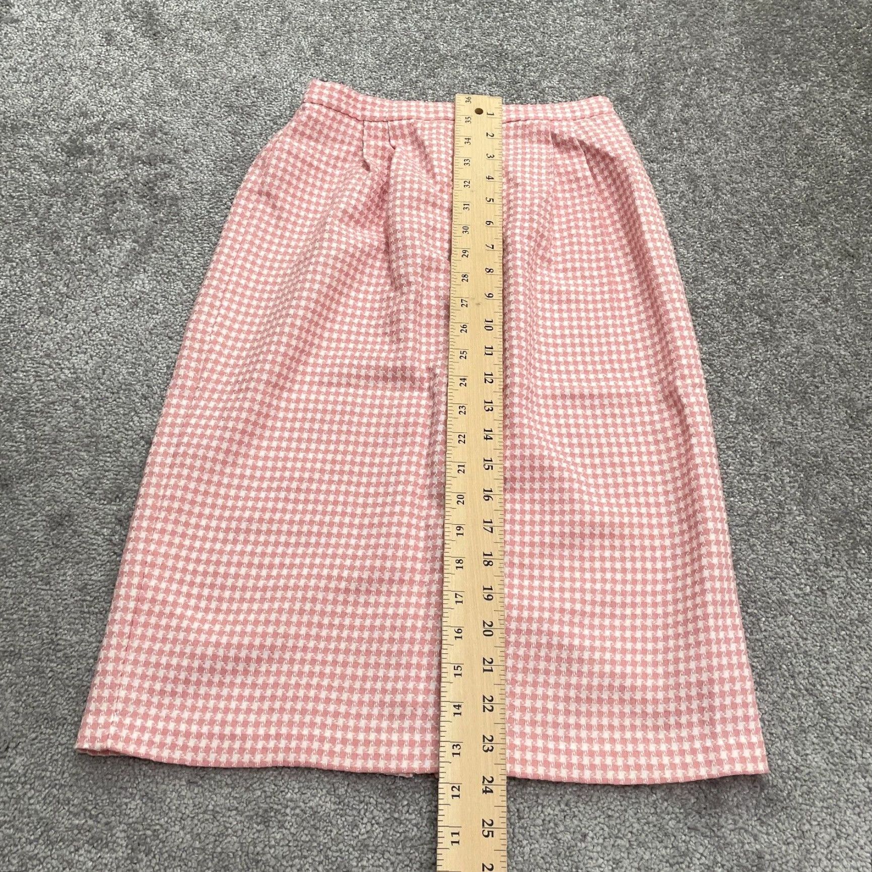 Vintage Unbranded Midi Straight Skirt Women 8 Pink White Check Houndstooth Elastic 24x24 Size 30" / US 8 / IT 44 - 7 Thumbnail