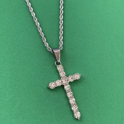 Designer × Jewelry Titanium Steel Cross Pendant Necklace for Men Women Size ONE SIZE - 3 Thumbnail