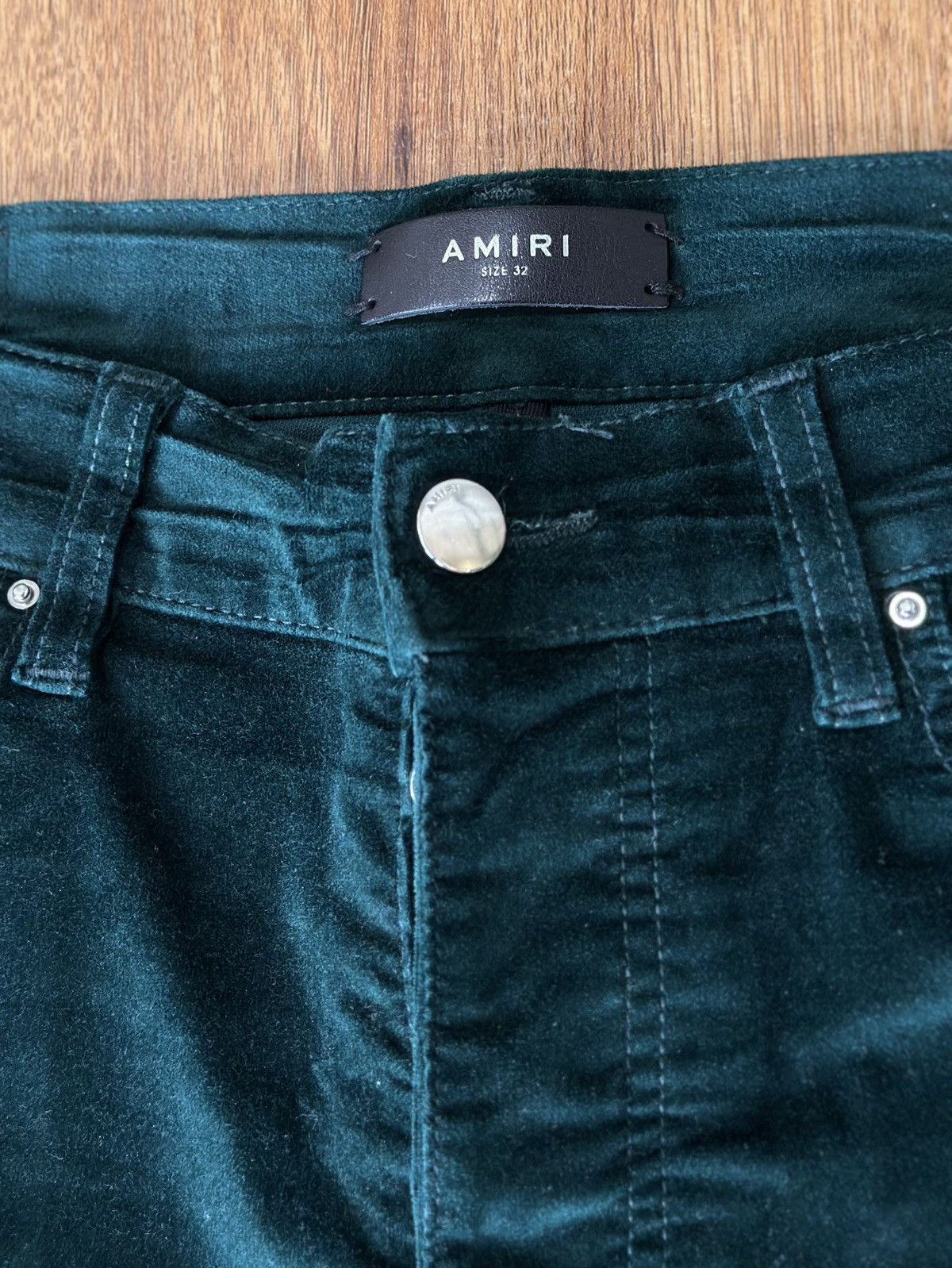 Amiri Amiri Velour Skinny Stack Pants Dark Green Size US 32 / EU 48 - 4 Thumbnail