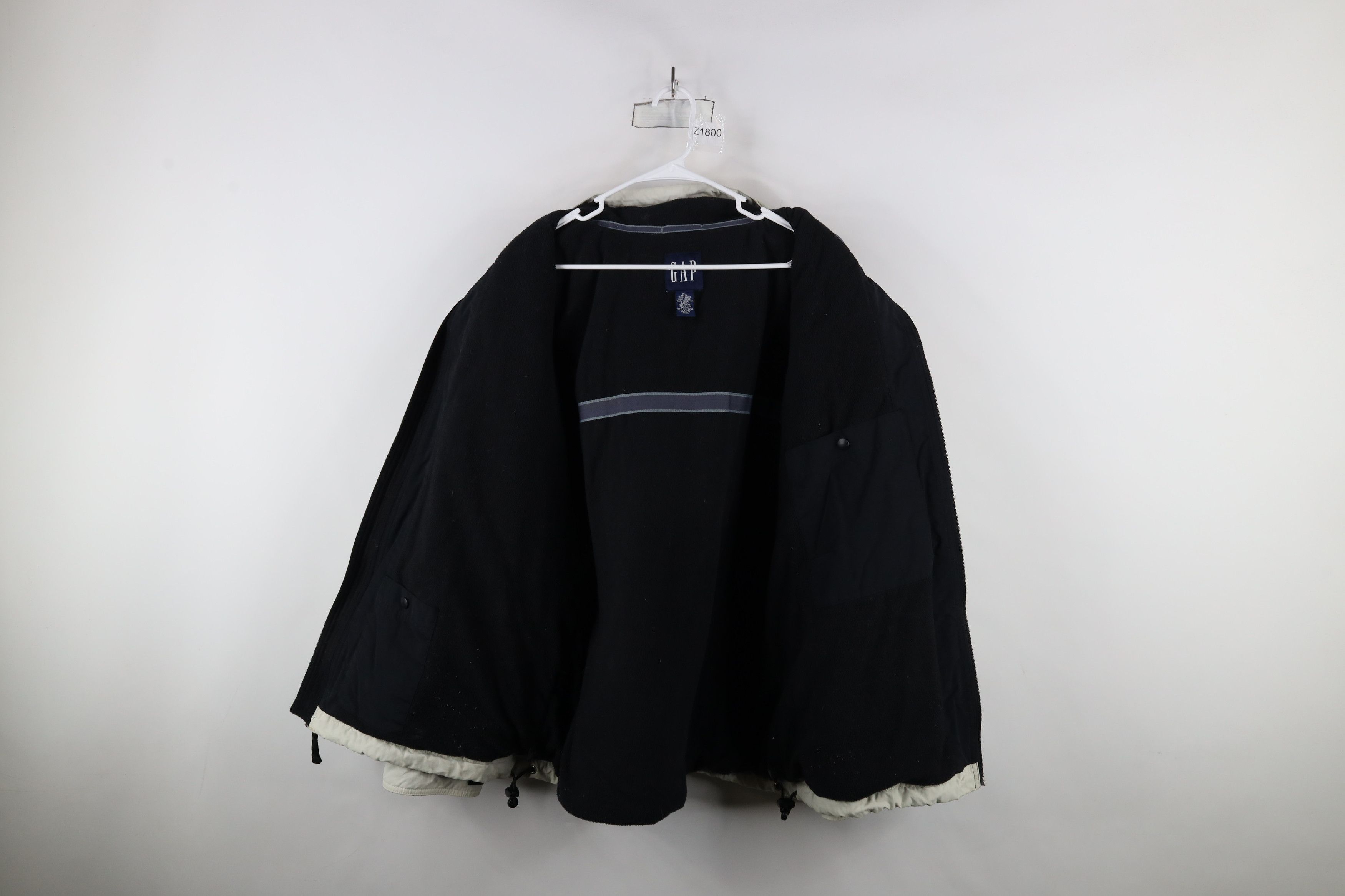 Gap × Vintage Vintage 90s Y2K Gap Lined Full Zip Hooded Jacket Beige Size US XL / EU 56 / 4 - 8 Thumbnail