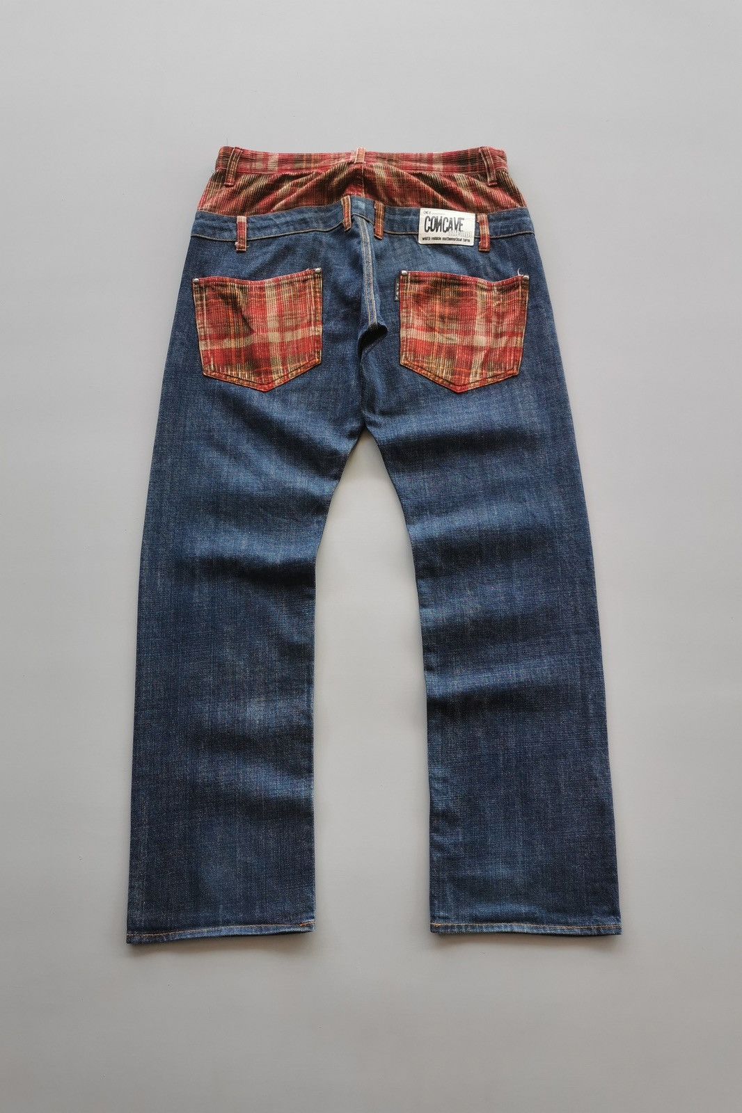 14th Addiction Concave Attempt Double Back Waist Tartan Denim Jeans Size US 33 - 2 Thumbnail