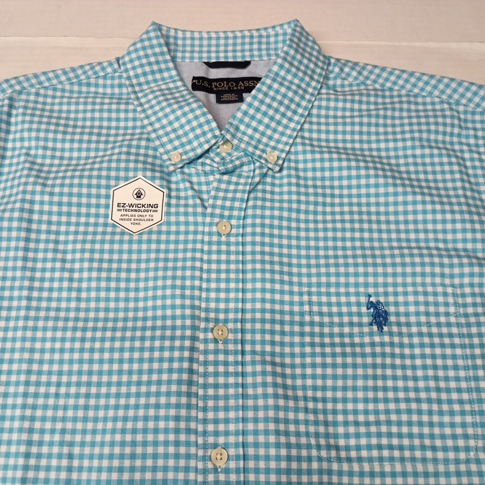 U.S. Polo Assn. U.S. Polo Assn. Woven Shirt Men's XL Blue White Checkered Size US XL / EU 56 / 4 - 3 Thumbnail