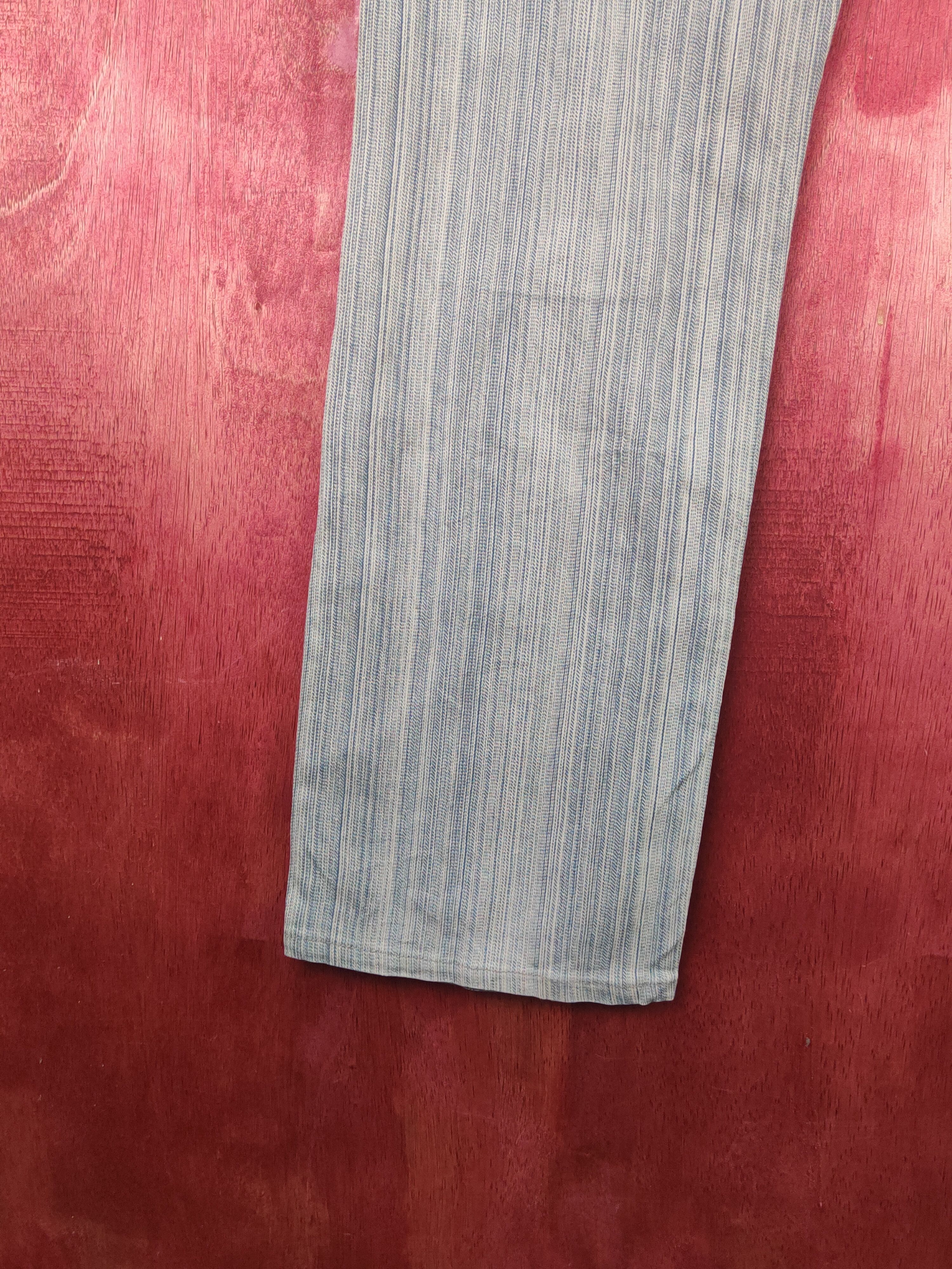 Japanese Brand Root Three Blue White Stripe Distressed Ripped Jeans #S2371 Size US 32 / EU 48 - 10 Thumbnail
