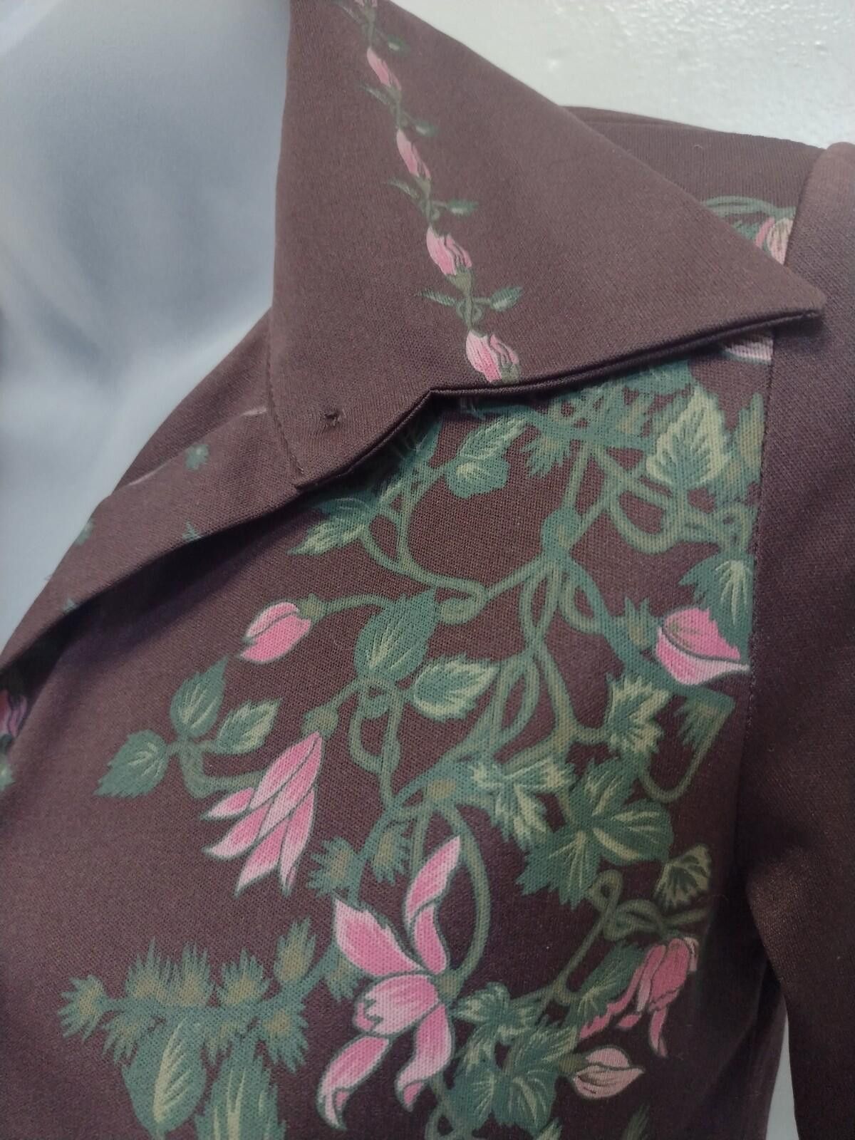 The Unbranded Brand 70s Brown Floral Print Button Up Blouse Long Sleeve Boho XS Size XS / US 0-2 / IT 36-38 - 4 Thumbnail