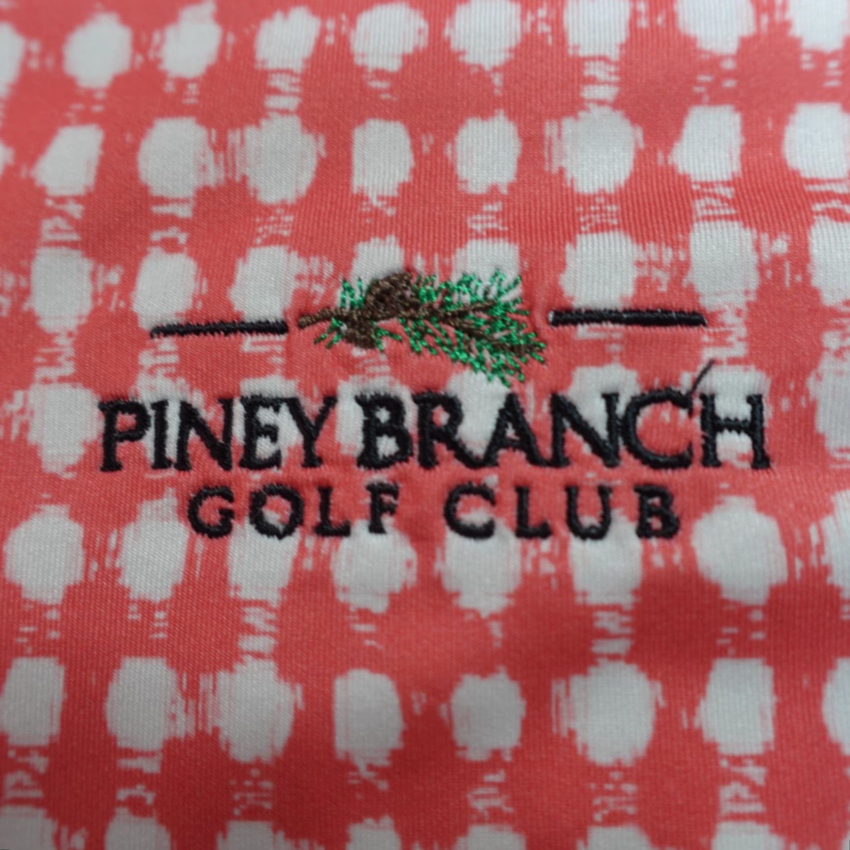 Footjoy FootJoy Polo Shirt XL Red White Geometric Print Piney Branch Golf Club Mens Short Sleeve Button Collar Embroidered Performance Golf Size US XL / EU 56 / 4 - 3 Thumbnail