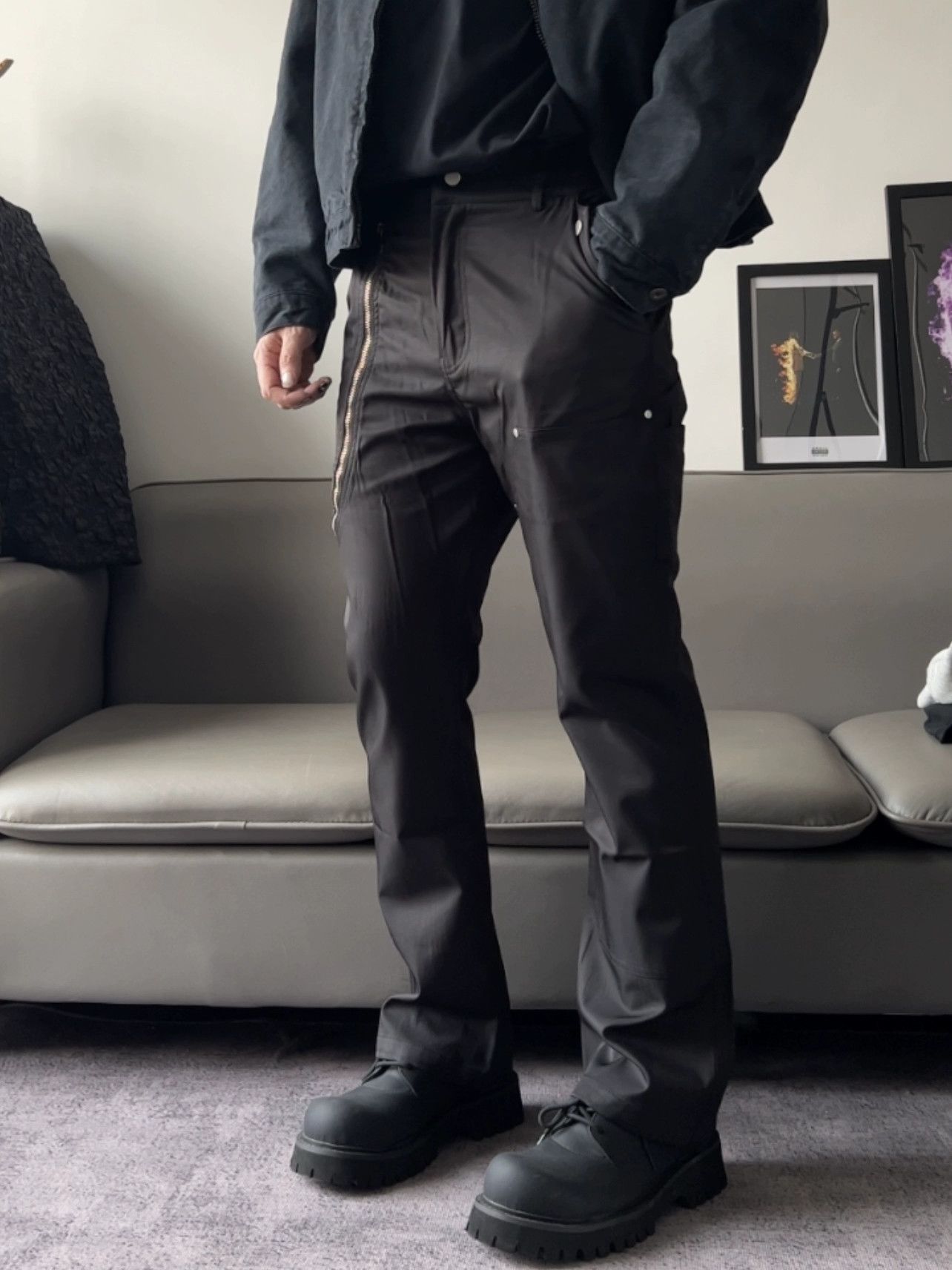 Designer × Japanese Brand × Vintage zipper utility carpenter bootcut punk yuppie pants Size US 32 / EU 48 - 2 Thumbnail