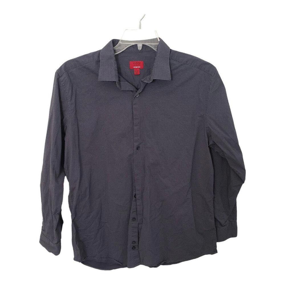Alfani CT450 Alfani Men's Slim Fit Stretch Gray & White Shirt L Size 42R - 1 Thumbnail