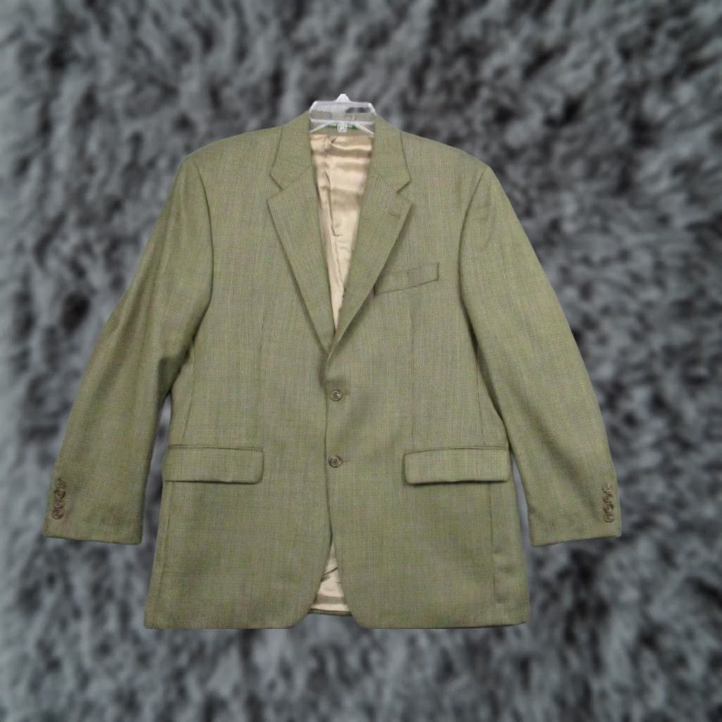 Ralph Lauren Lauren Ralph Lauren Blazer Mens 41R Green Wool Micro Houndstooth Sport Coat Size 42R - 1 Thumbnail