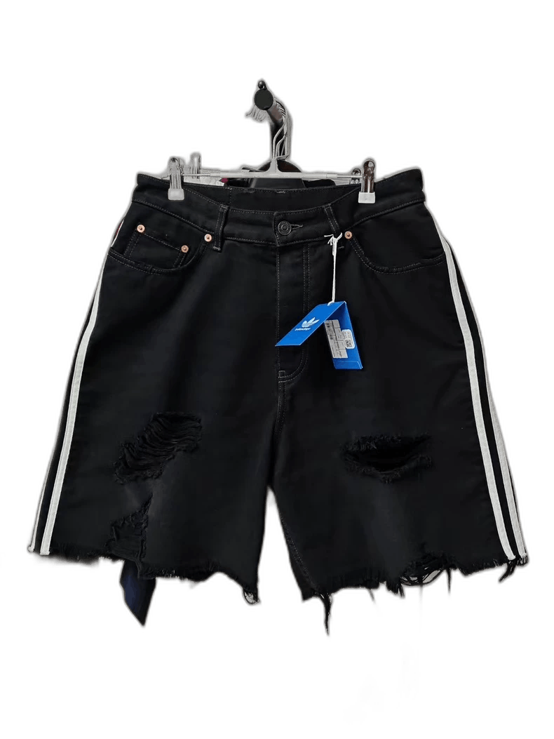 Balenciaga Adidas Distressed Black Shorts