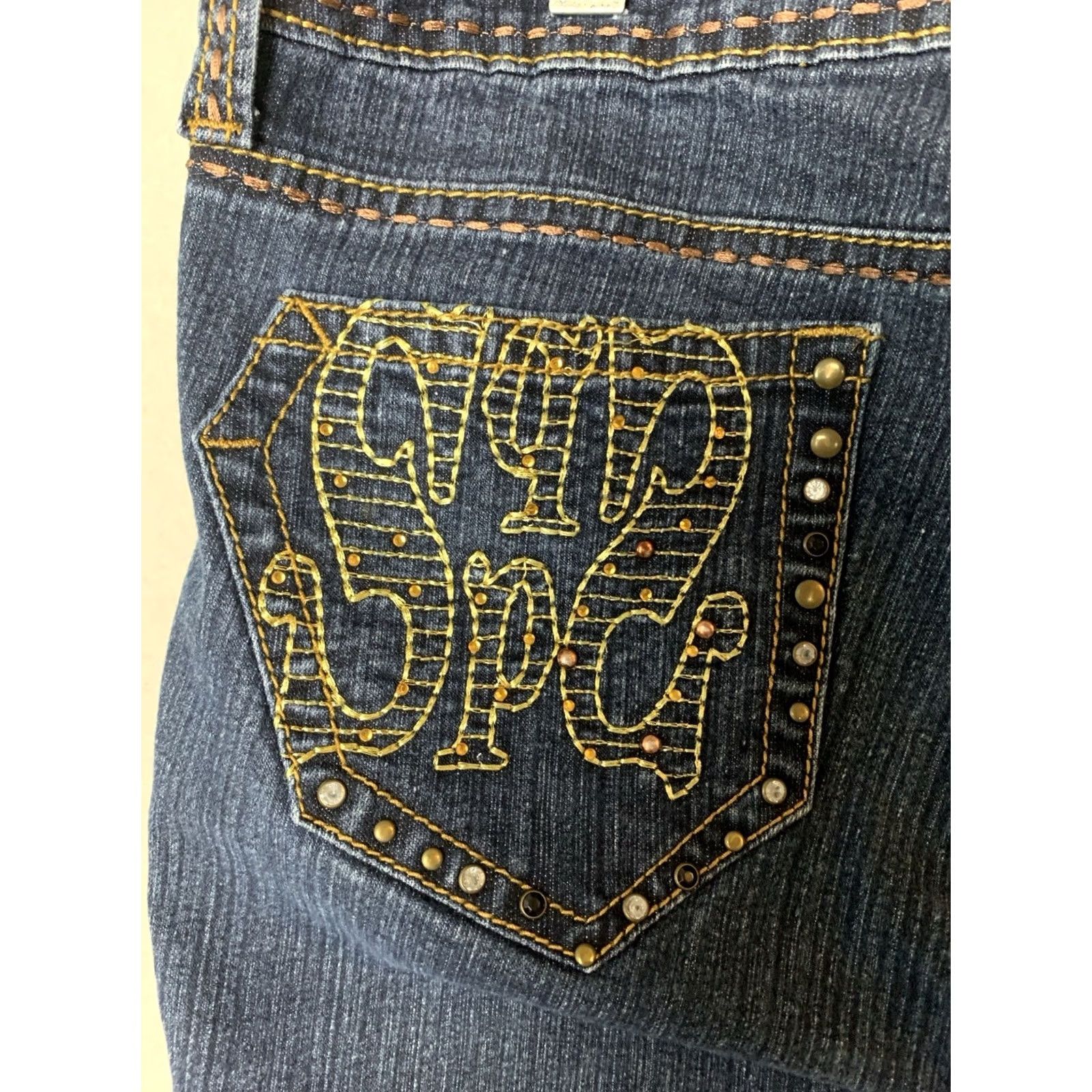 Southpole VINTAGE Southpole Jeans Womens 13 Blue Skinny Rhinestone Thick Stitch Preppy Size 34" / US 12 / IT 48 - 5 Thumbnail
