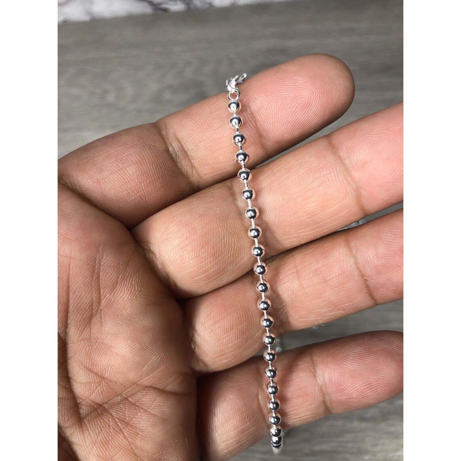 Other Solid Sterling Silver Bead Ball Chain Necklace 925 Italian M Size ONE SIZE - 1 Thumbnail