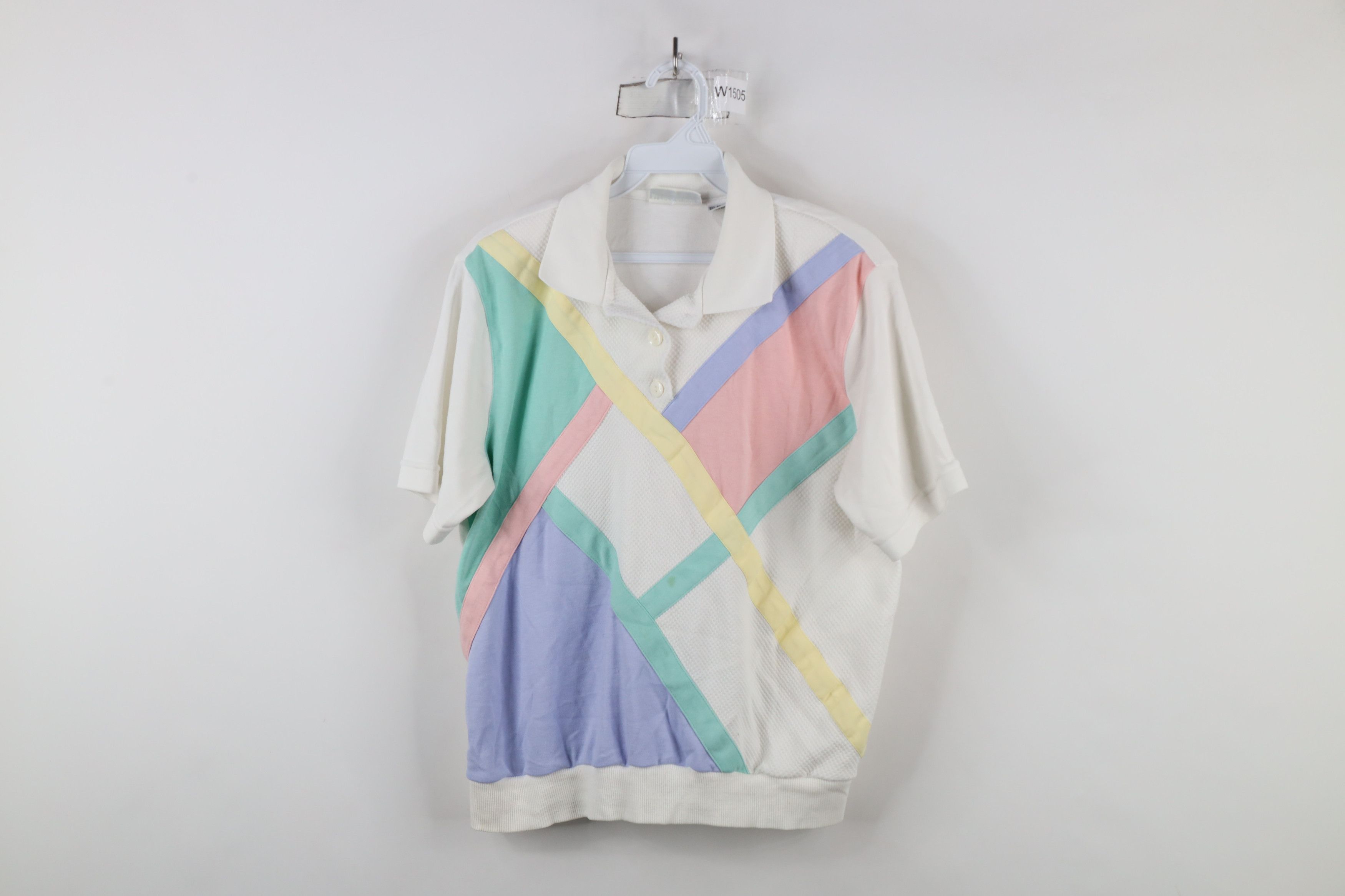 Vintage Vintage 90s Streetwear Distressed Pastel Block Polo Shirt Size S / US 4 / IT 40 - 1 Thumbnail