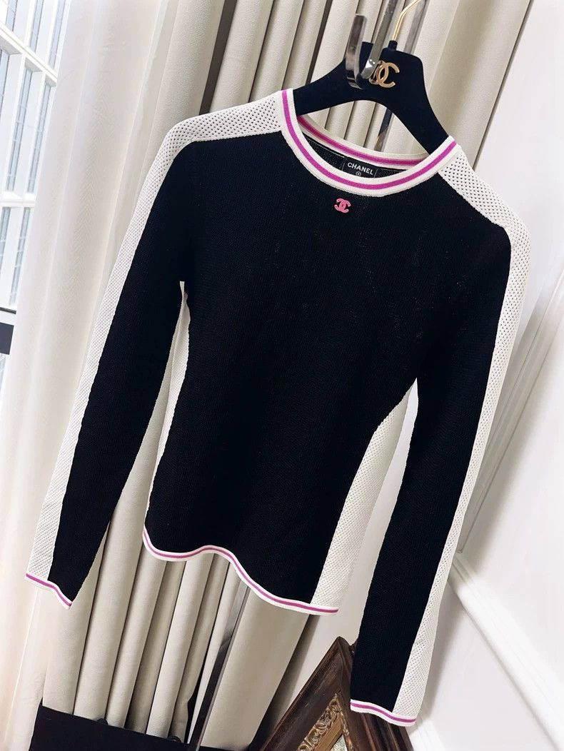 Chanel Chanel 24S spring and summer black bottom pink white edge Size XXS / US 00 / IT 34 - 1 Thumbnail