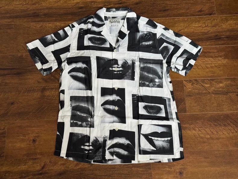 Wacko Maria Collaboration White Bite Lip Hawaiian Shirt