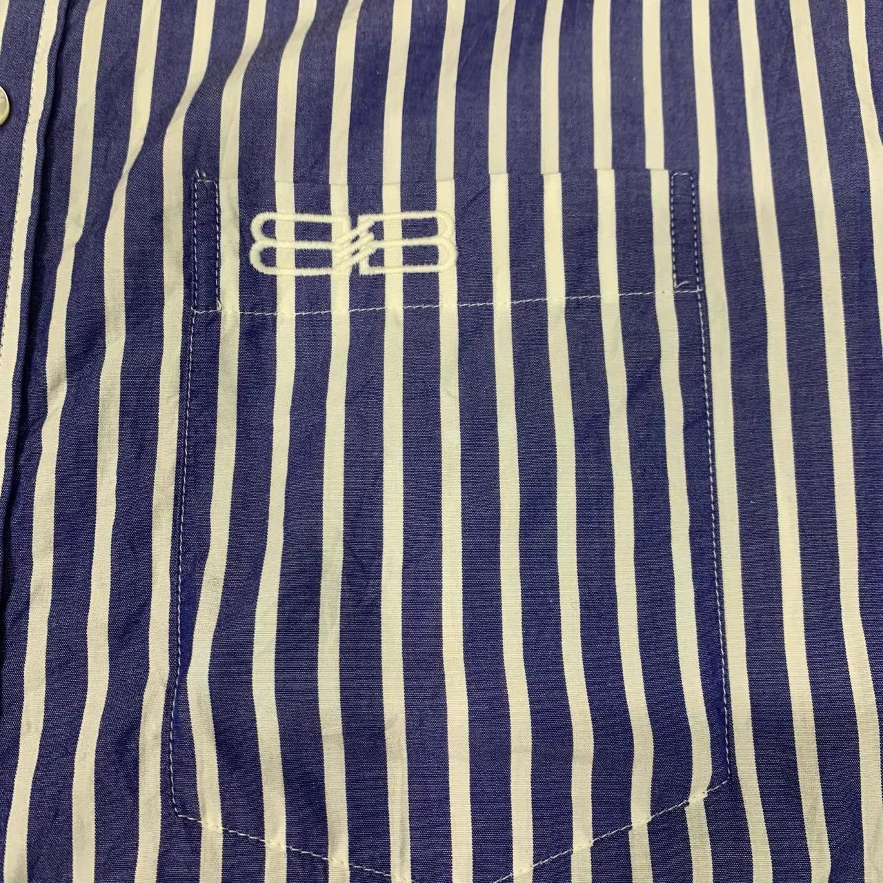 Balenciaga BALENCIAGA Blue Striped Lock Embroidery Shirt 37 (95% New) Size US XS / EU 42 / 0 - 8 Thumbnail