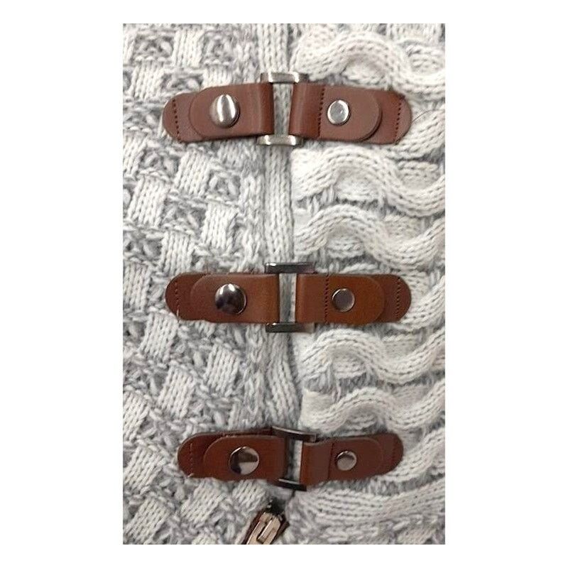 Designer Leif Nelson Ecru Grey Shawl Collar Buckle Strap Cardigan M Size US M / EU 48-50 / 2 - 8 Thumbnail
