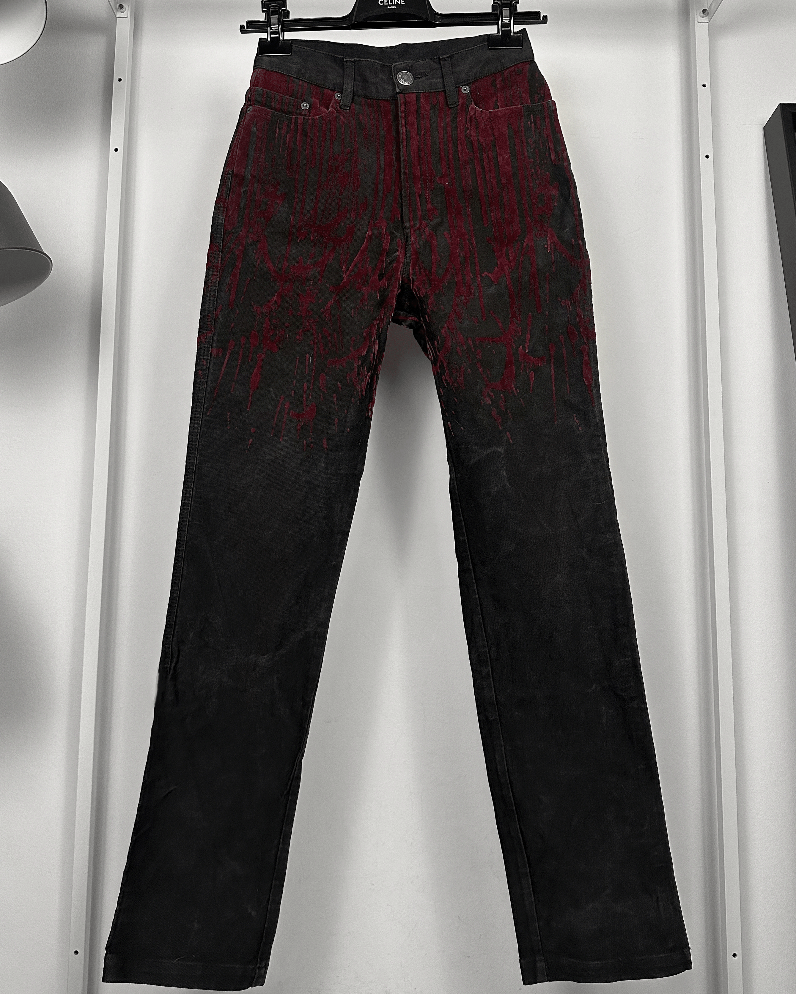 Jean Paul Gaultier Jean Paul Gaultier Velour Blood Drip Jeans Size US 27 - 3 Thumbnail