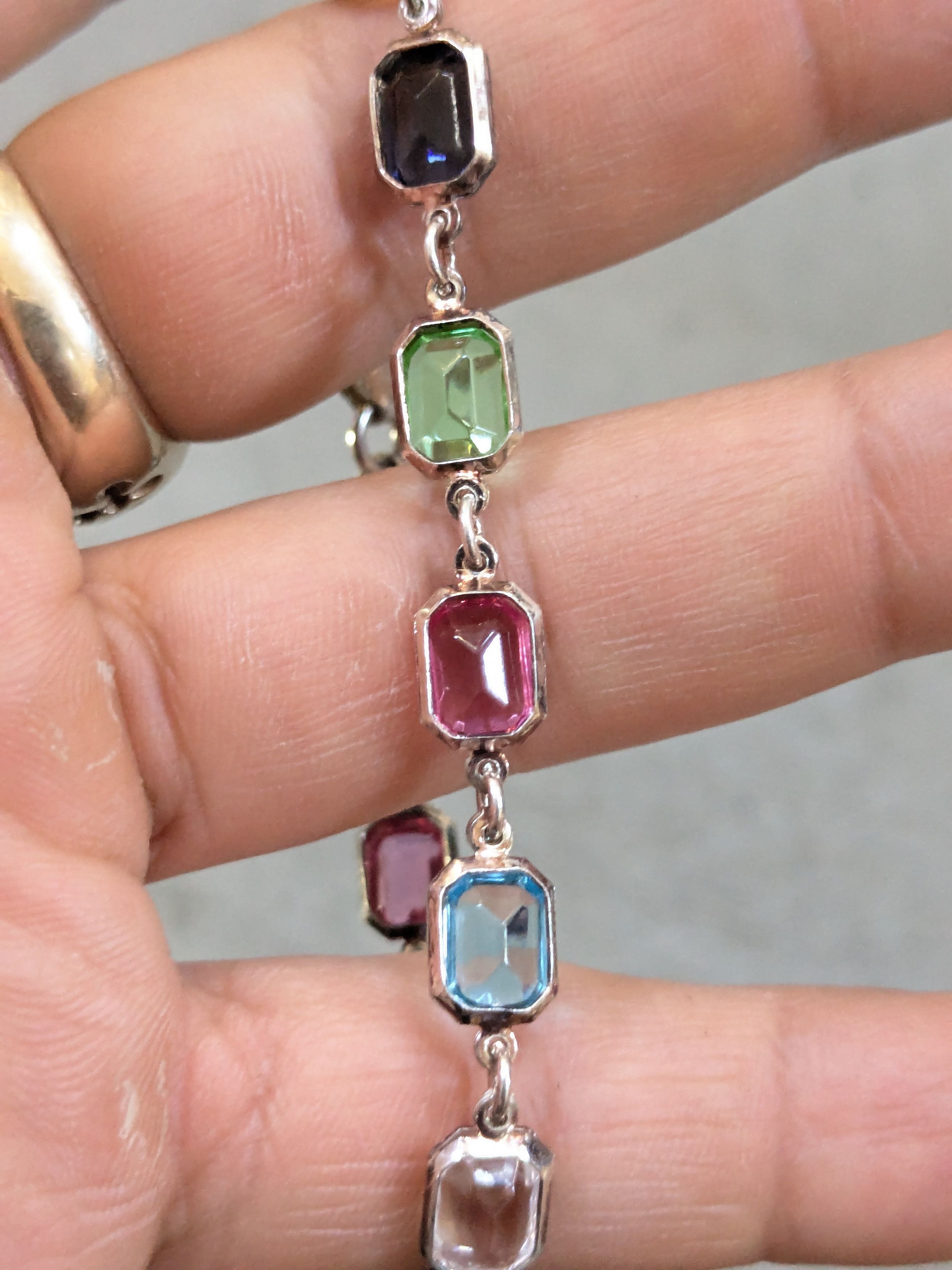 Jewelry × Vintage Vintage Sterling Silver Bracelet Rectangle Chain 7.5" Y2K Size ONE SIZE - 12 Thumbnail