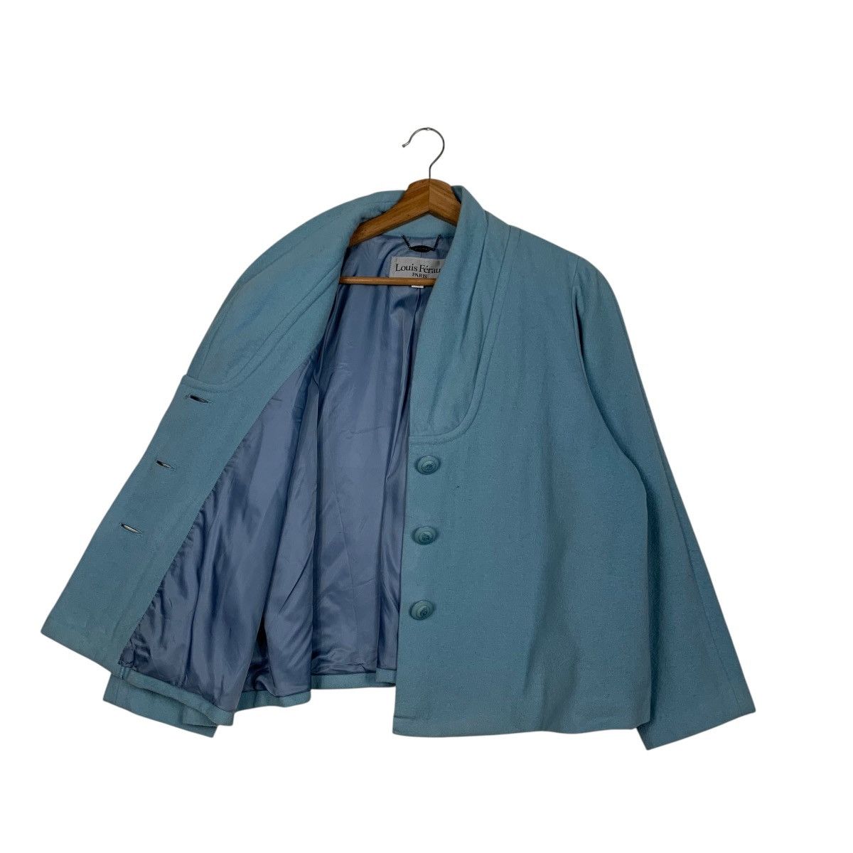 Louis Feraud LOUIS FERAUD Baby Blue Wool Oversized Coat Jacket #2038-C88 Size M / US 6-8 / IT 42-44 - 9 Thumbnail