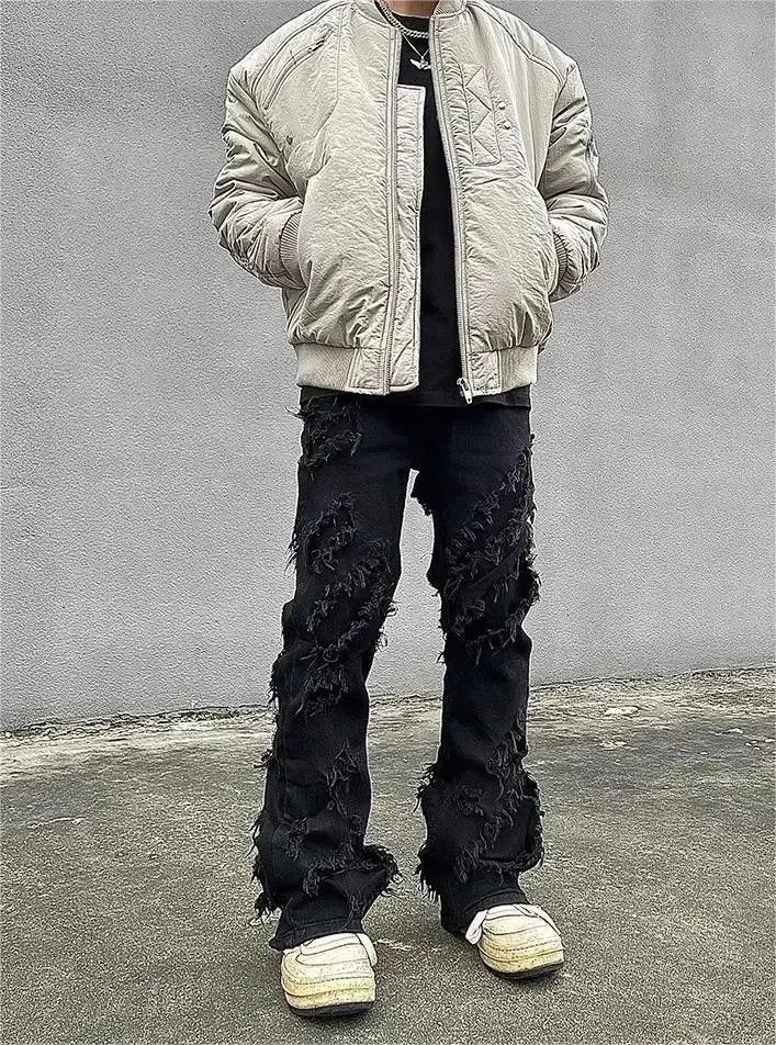 Japanese Brand Straight leg slightly flared distressed jeans Size US 32 / EU 48 - 3 Thumbnail