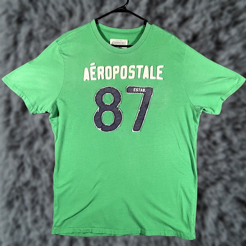 Vintage Aéropostale Shirt Mens XL Green 87 Applique Logo Y2K Distressed Streetwear Size US XL / EU 56 / 4 - 1 Thumbnail