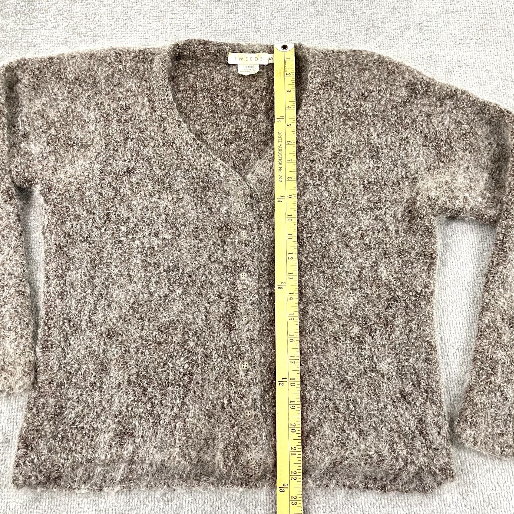 Vintage TWEEDS Cardigan Sweater Womens Small Merino Wool Kid Mohair Brown Made in Italy Size S / US 4 / IT 40 - 3 Thumbnail