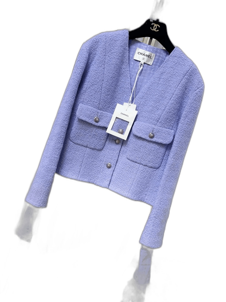 Chanel Chanel Purple Tweed Jacket with Pockets Size M / US 6-8 / IT 42-44 - 1 Thumbnail