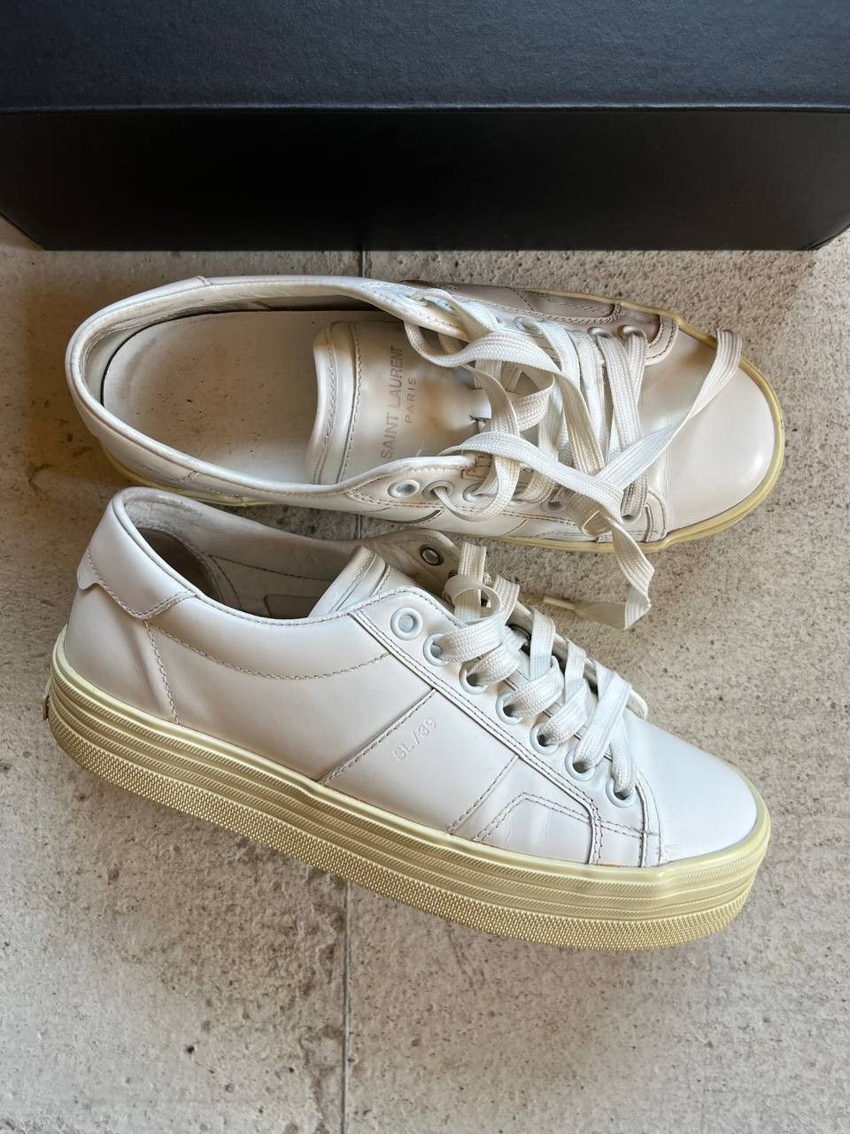 Hedi Slimane x Saint Laurent Paris Sl/39 Platform Leather Court Shoes in White, Women's (Size 6)