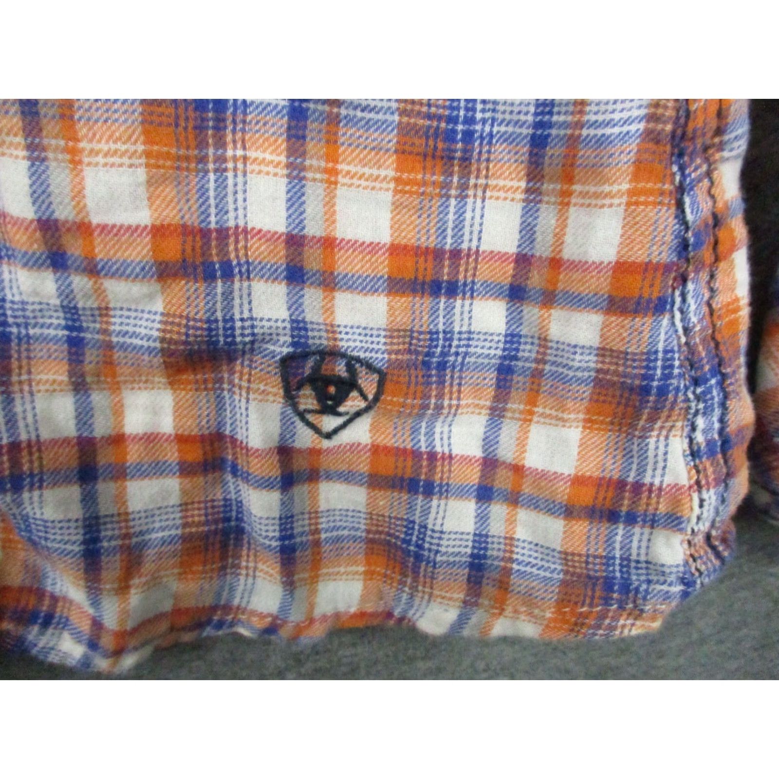 Ariat ARIAT Shirt Western Pearl Snap XL Women Blue Orange Plaid Beaded Button-Up # Cowgirl Casual Size XL / US 12-14 / IT 48-50 - 2 Thumbnail