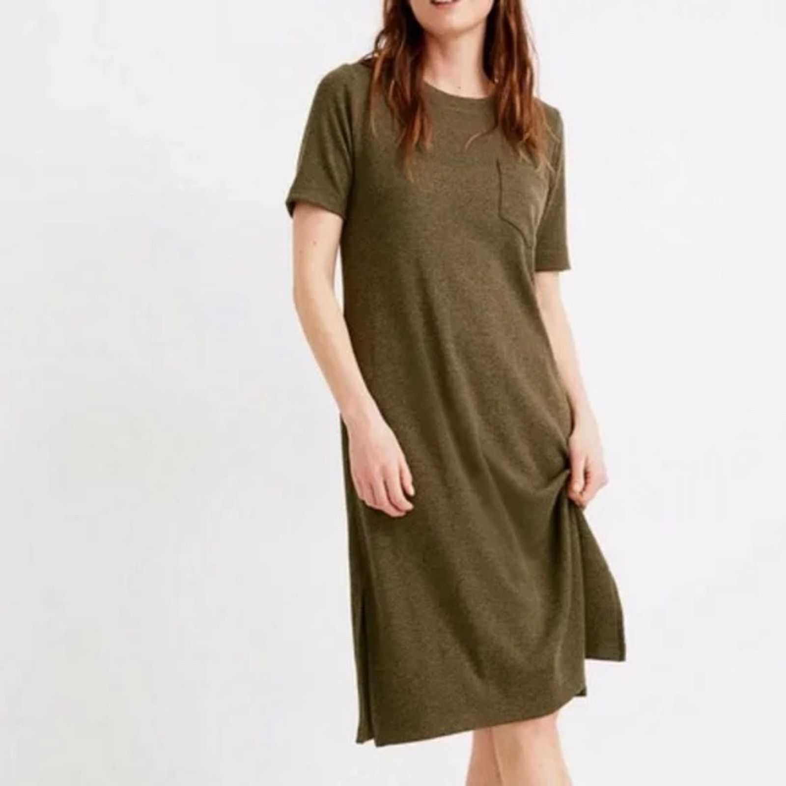 Madewell Madewell Ribbed Pocket Tee Midi Dress Women’s Small Kale Size S / US 4 / IT 40 - 1 Thumbnail