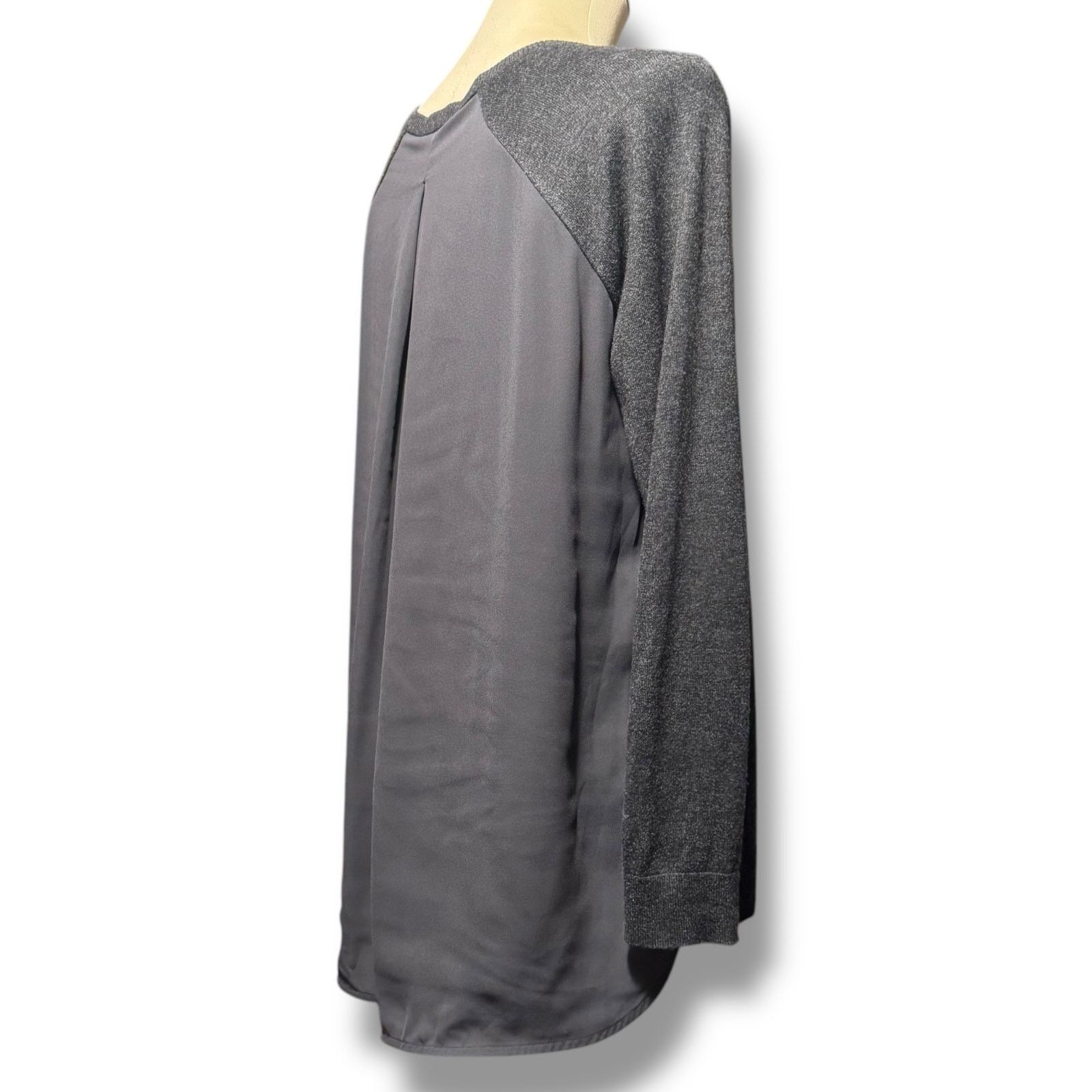 Loft Ann Taylor LOFT Sheer Back Sweater Gray Black Medium Size M / US 6-8 / IT 42-44 - 5 Thumbnail