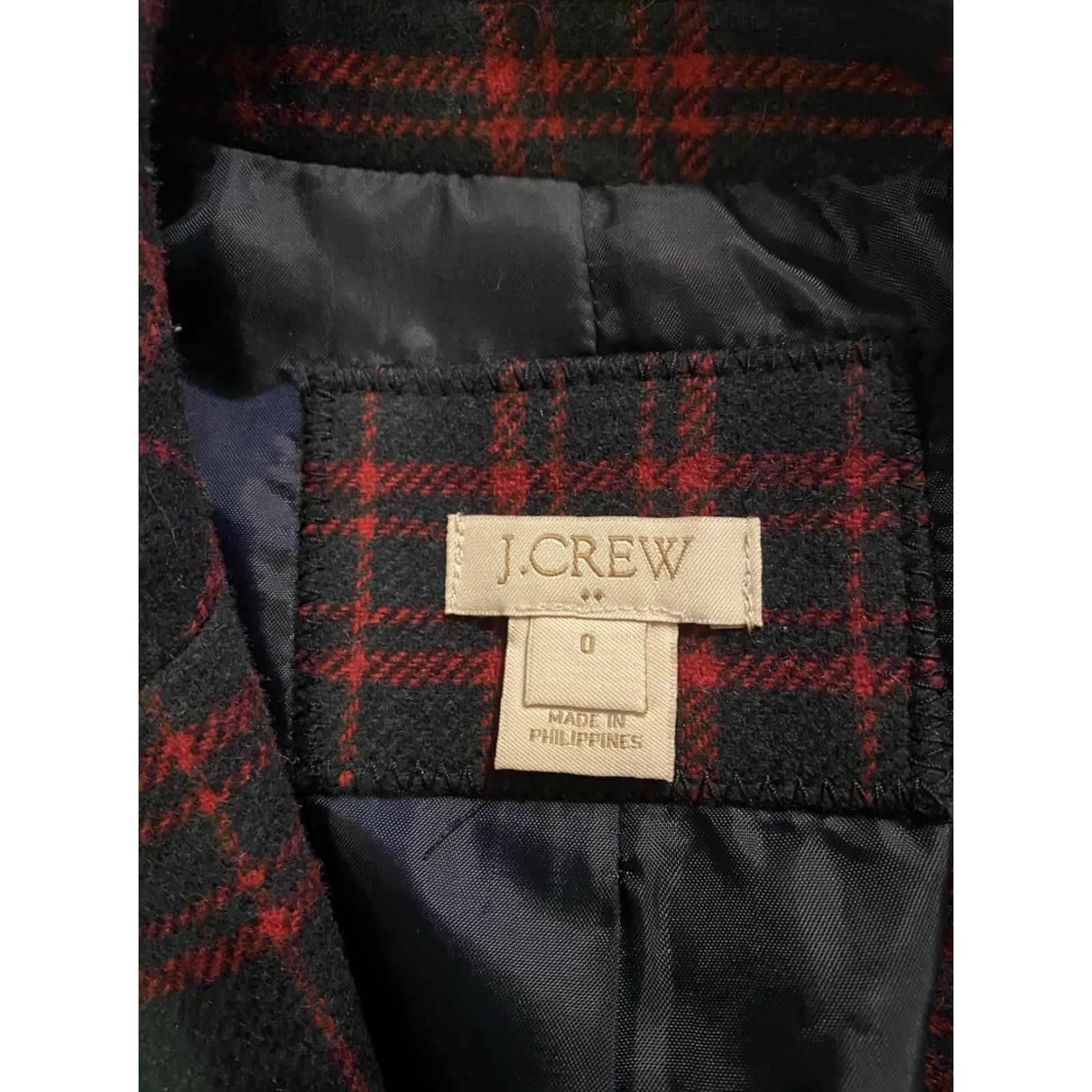 J.Crew VINTAGE J.CREW Blazer Jacket Plaid Wool Blend Red Green Size 0 Notch Lapel Womens Size XS / US 0-2 / IT 36-38 - 6 Thumbnail