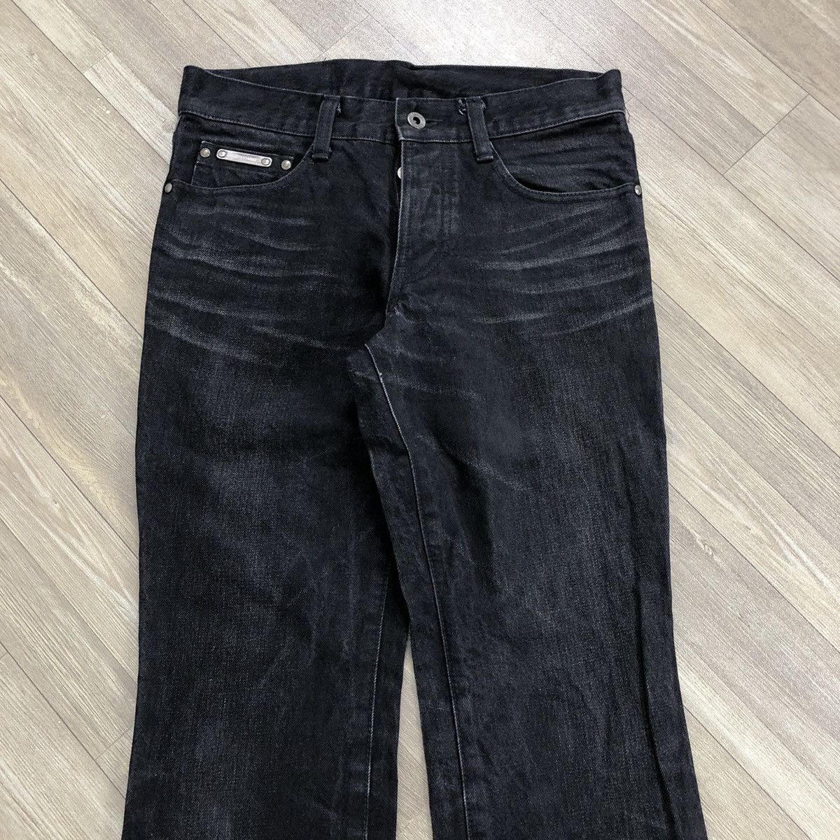 5351 POUR LES HOMMES 2000s 5351 Pour Les Hommes Black Washed Straight Wide Jeans Size US 28 / EU 44 - 2 Thumbnail