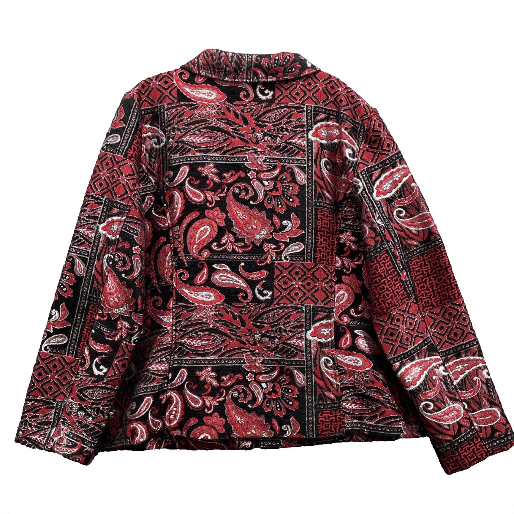 Vintage Christopher Banks Jacket Women's XL Red Paisley Patchwork Tapestry Retro Boho Size XL / US 12-14 / IT 48-50 - 2 Thumbnail