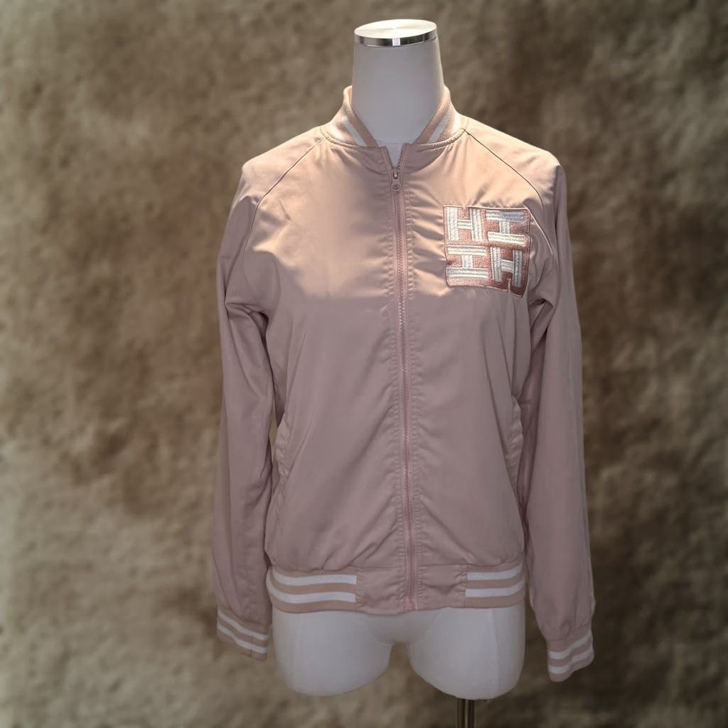 Pinko Hawaii's Finest Jacket Womens M Pink Full Zip Embroidered Back Logo Bomber Jacket, Light Weight, Casual, Spring/Fall, 2018 Collection Size M / US 6-8 / IT 42-44 - 1 Thumbnail