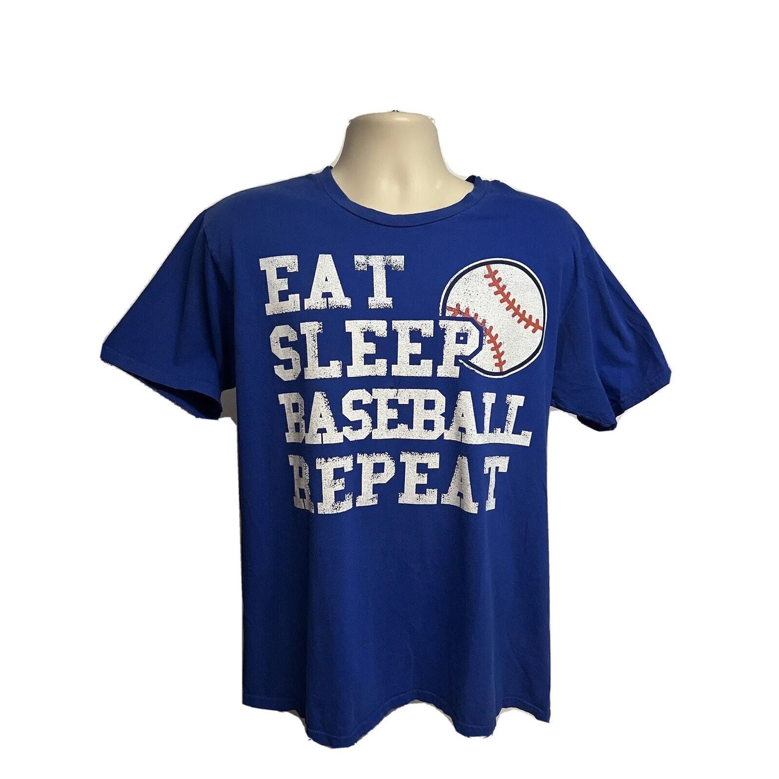Vintage Vintage Blue Graphic T-Shirt Large Eat Sleep Baseball Repeat Size US L / EU 52-54 / 3 - 1 Thumbnail