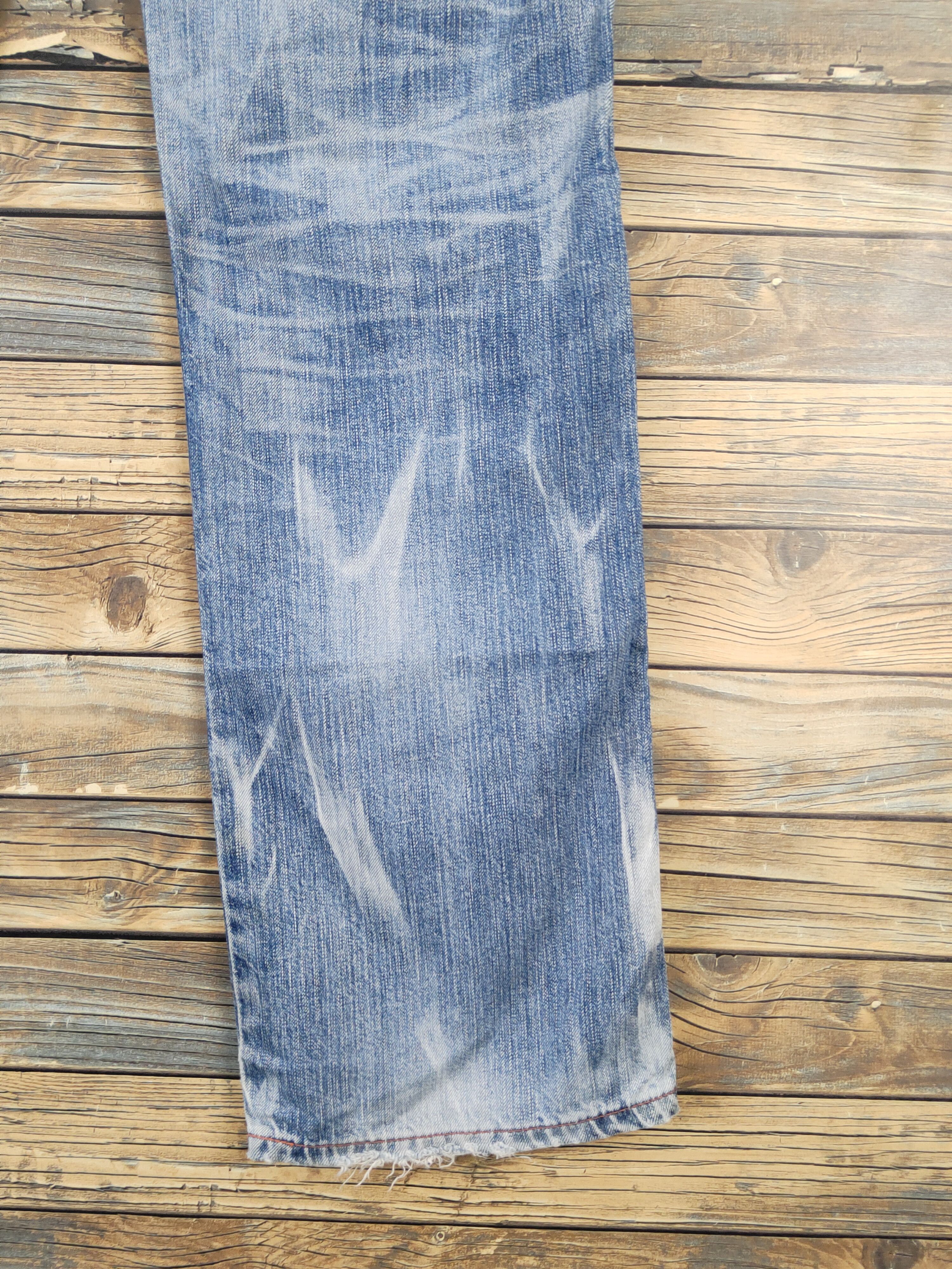 Edwin Edwin 503 Blue Distressed Ripped denim Jeans #W1876 Size US 35 - 12 Thumbnail
