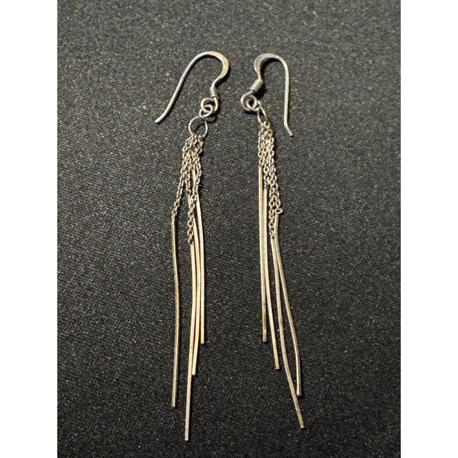Other MC 925 Silver Dangle Vintage Earrings Fish Hook Nice Patina Size ONE SIZE - 1 Thumbnail
