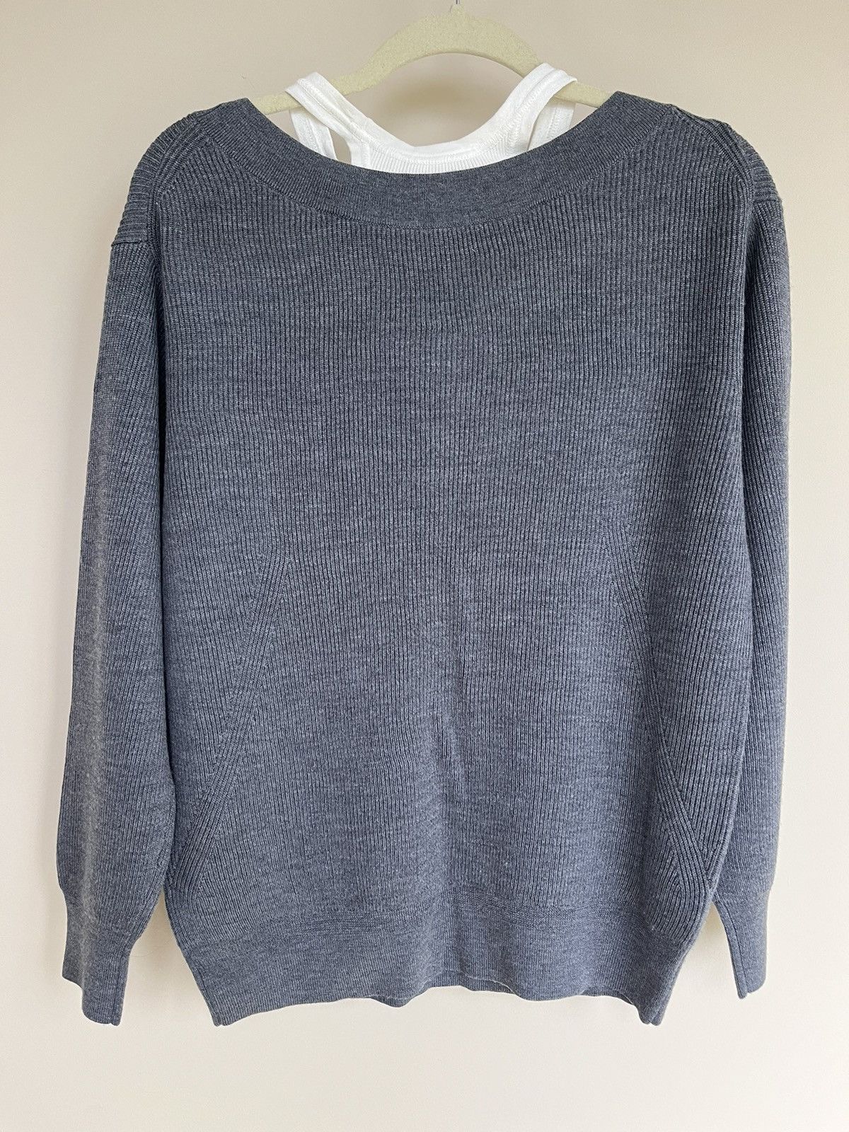 Rubbed Off-Shoulder Wool Sweater With Tank