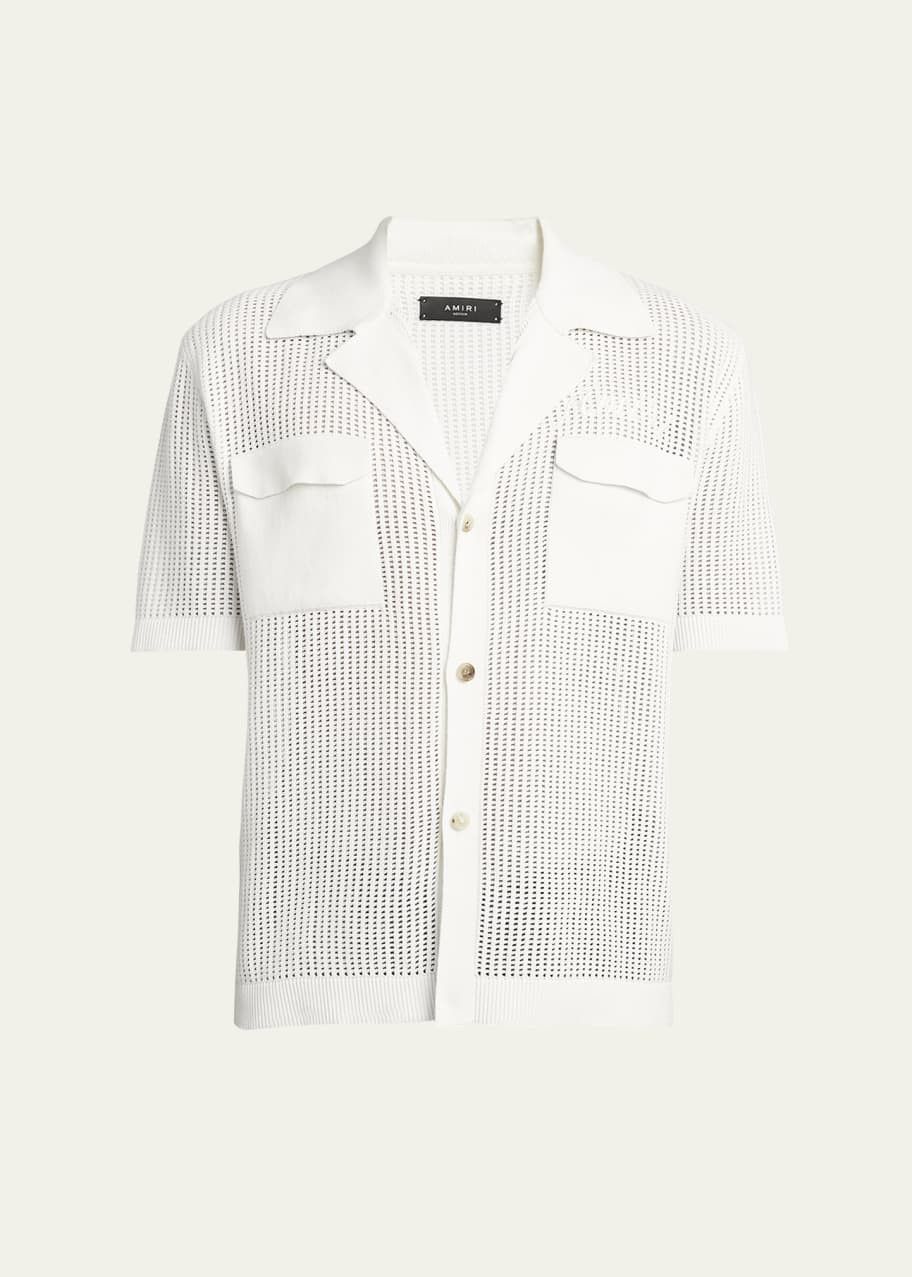 o1s1wg110126 Mesh Knit Camp Shirt in White