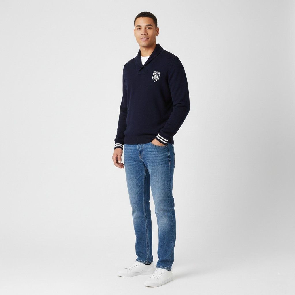 Tommy Hilfiger Tommy Hilfiger Men L Jumper Navy Cotton Knit 0539 Size US L / EU 52-54 / 3 - 1 Thumbnail