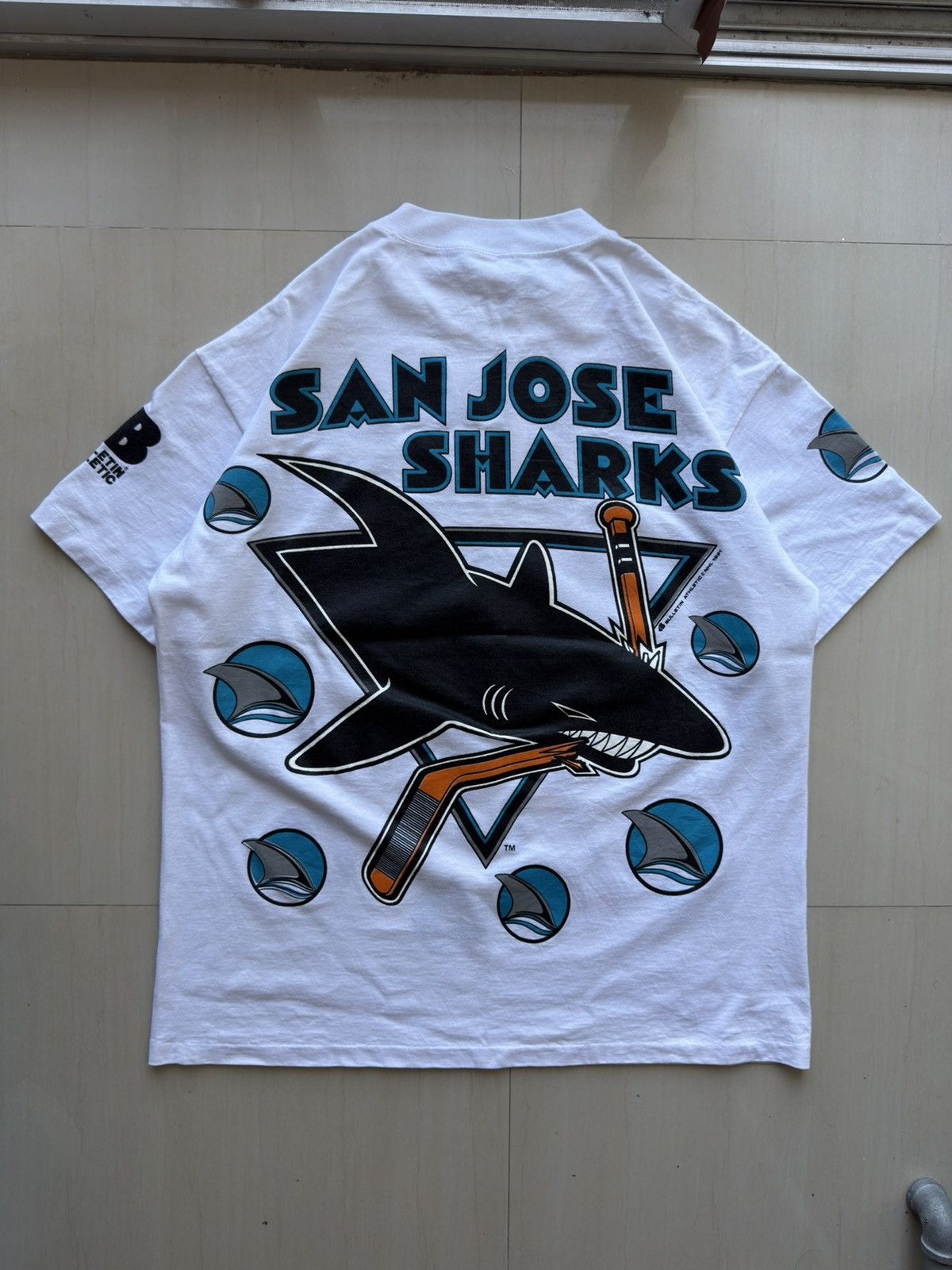 NHL 1991 San Jose Sharks 90s Ice Hockey Bulletin Athletic Shirt Size US XL / EU 56 / 4 - 2 Thumbnail